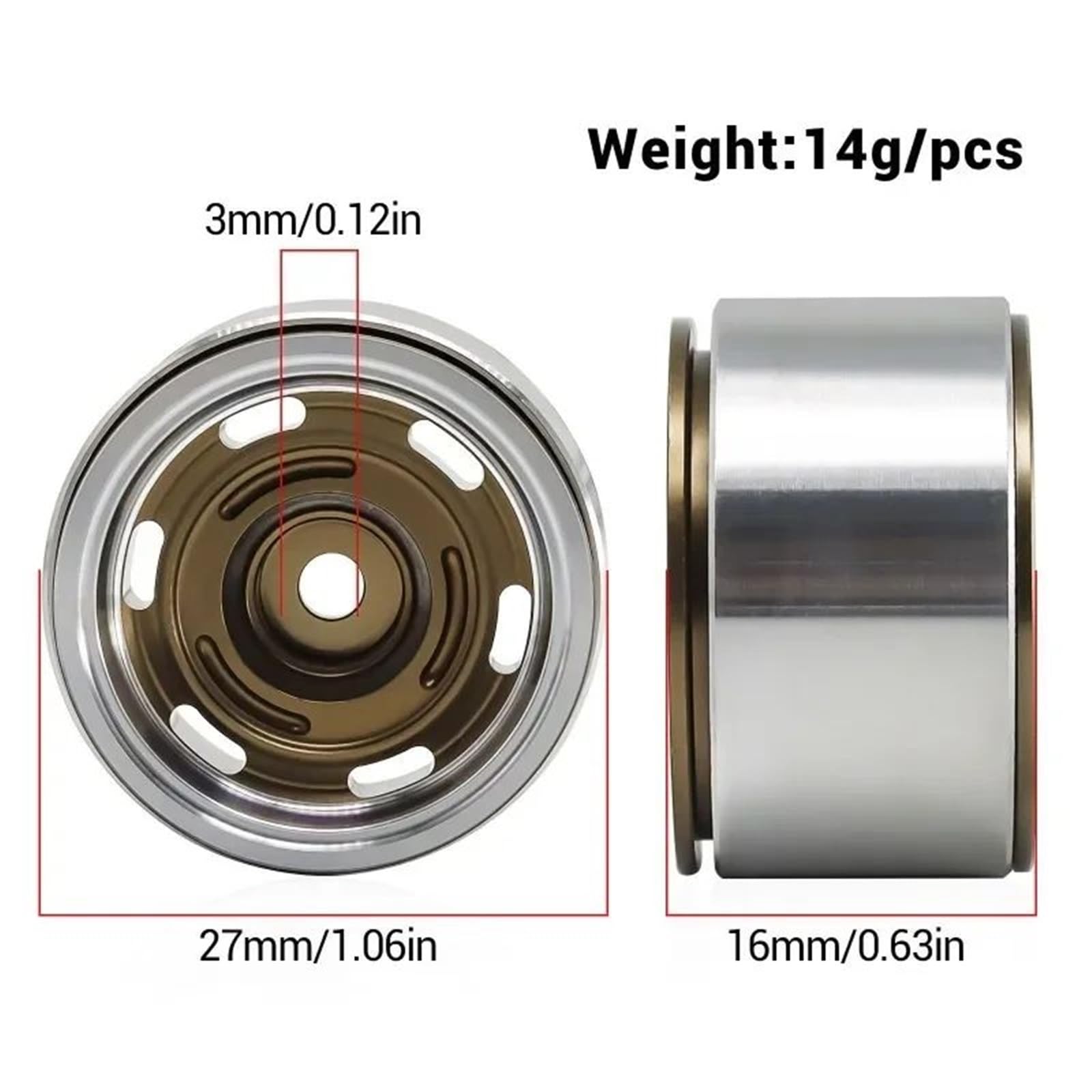 Für Trx4m Für Scx24 Für Fcx24 Für Ascent Für Axial 1/18 Rc Auto Beadlock Räder 1,0 Zoll Metall Rad Felgen Aluminium Legierung Rc Reparieren Zubehör