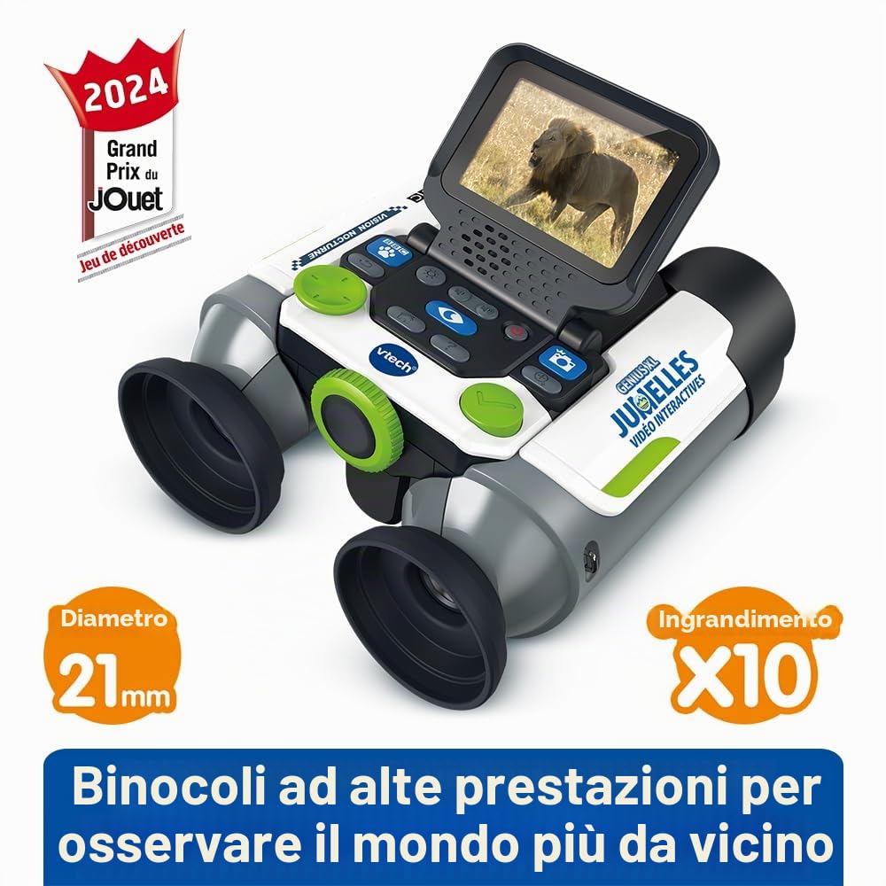 VTech - Genius XL Binocolo video interattivo, Binocolo per bambini 10x21 con schermo a colori, foto e video della BBC, giocattolo educativo scientifico, regalo per bambini dai 5 anni - Contenuto in