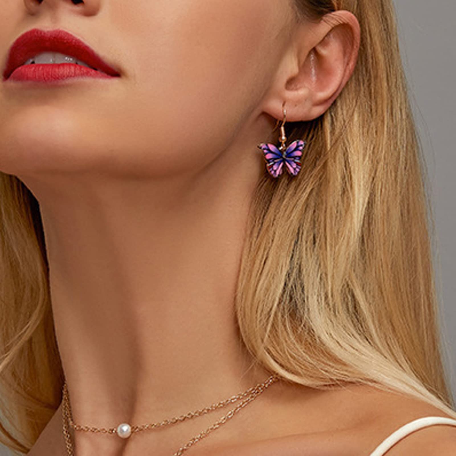 Modne kolczyki sztyfty wiszące kolczyki wiszące kolczyki antyalergiczne eleganckie dekoracja uszu francuski styl retro kolorowe motyl kolczyki sztyfty na imprezę