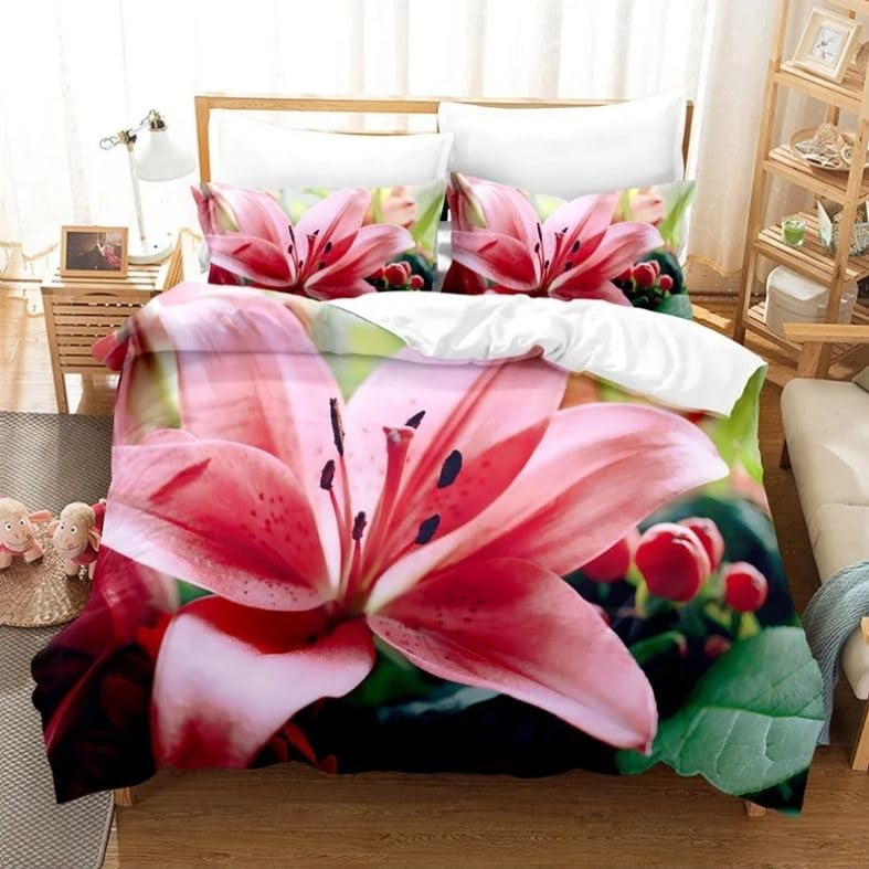 Funda nórdica 155x220 cm planta rosa suave para transformar el cuarto infantil