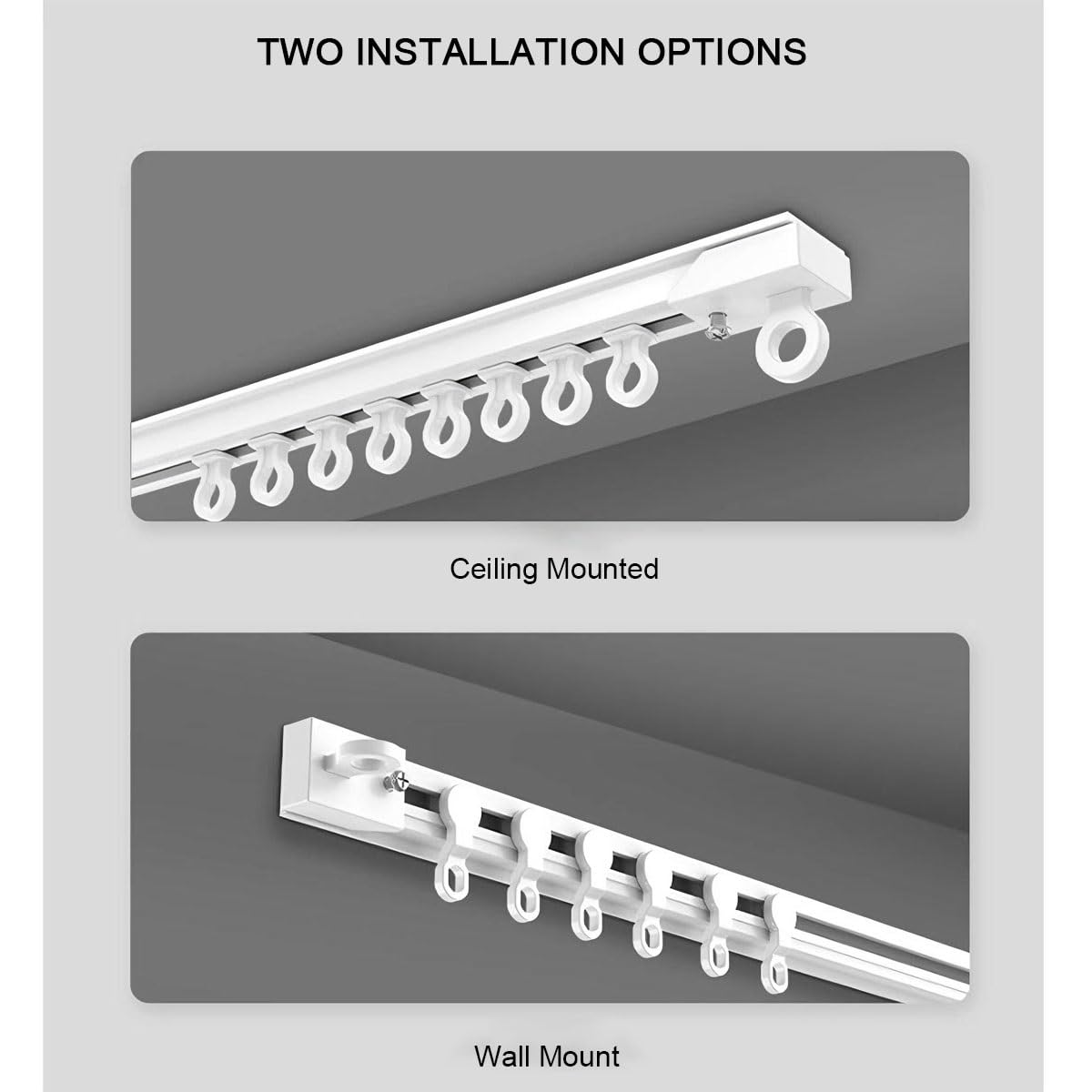 Selbstklebendes ain Schienensystem, ohne Bohren, verstellbar, 50–600 cm, Decken- oder Wandhalterung, für Cabi RVs, weiß, 580 cm Länge, einfache Installation