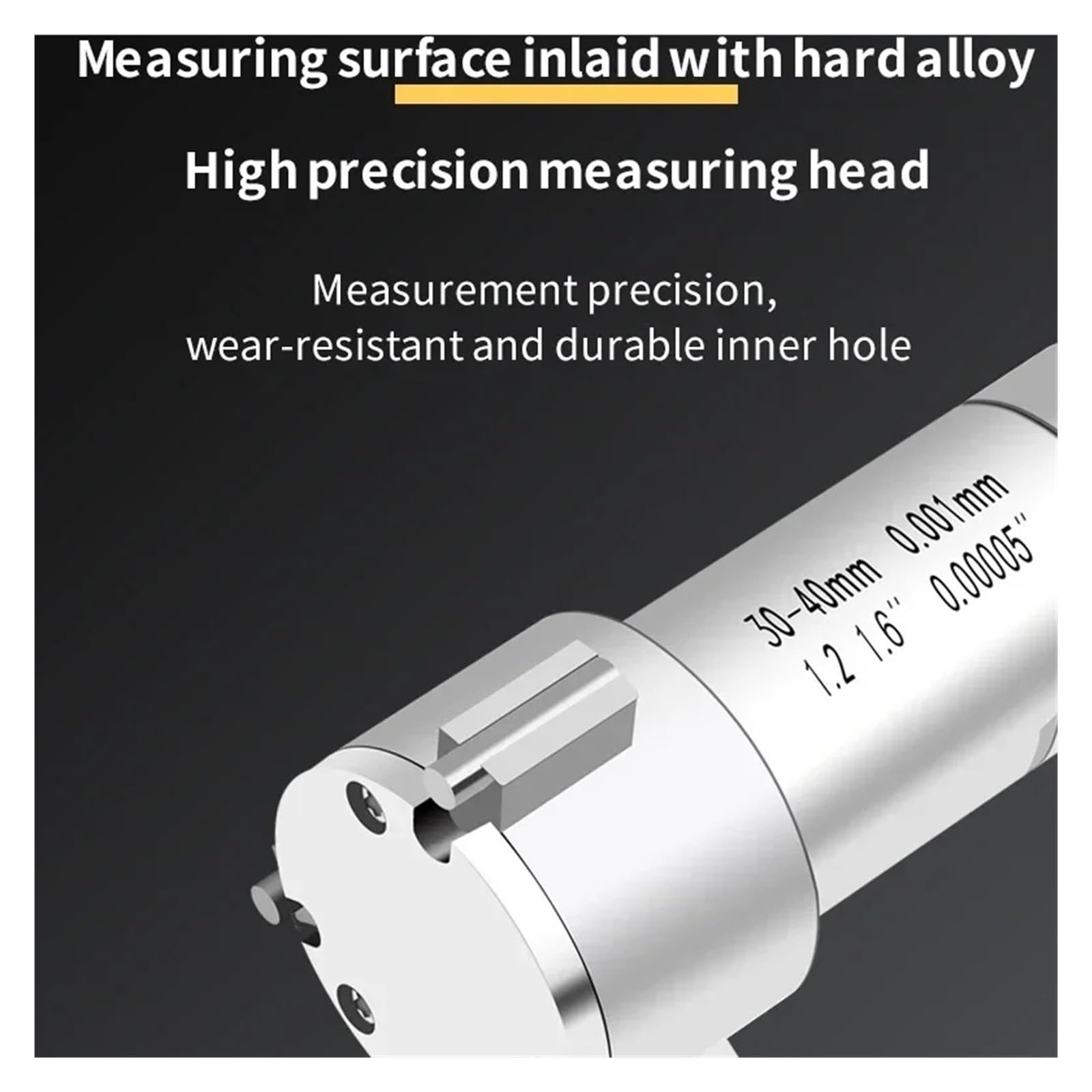 Micrometro digitale con diametro interno, 0,001 mm, strumento di misurazione a tre punti di precisione con display di facile lettura per letture accurate, ideale per ingegneri e hobbisti