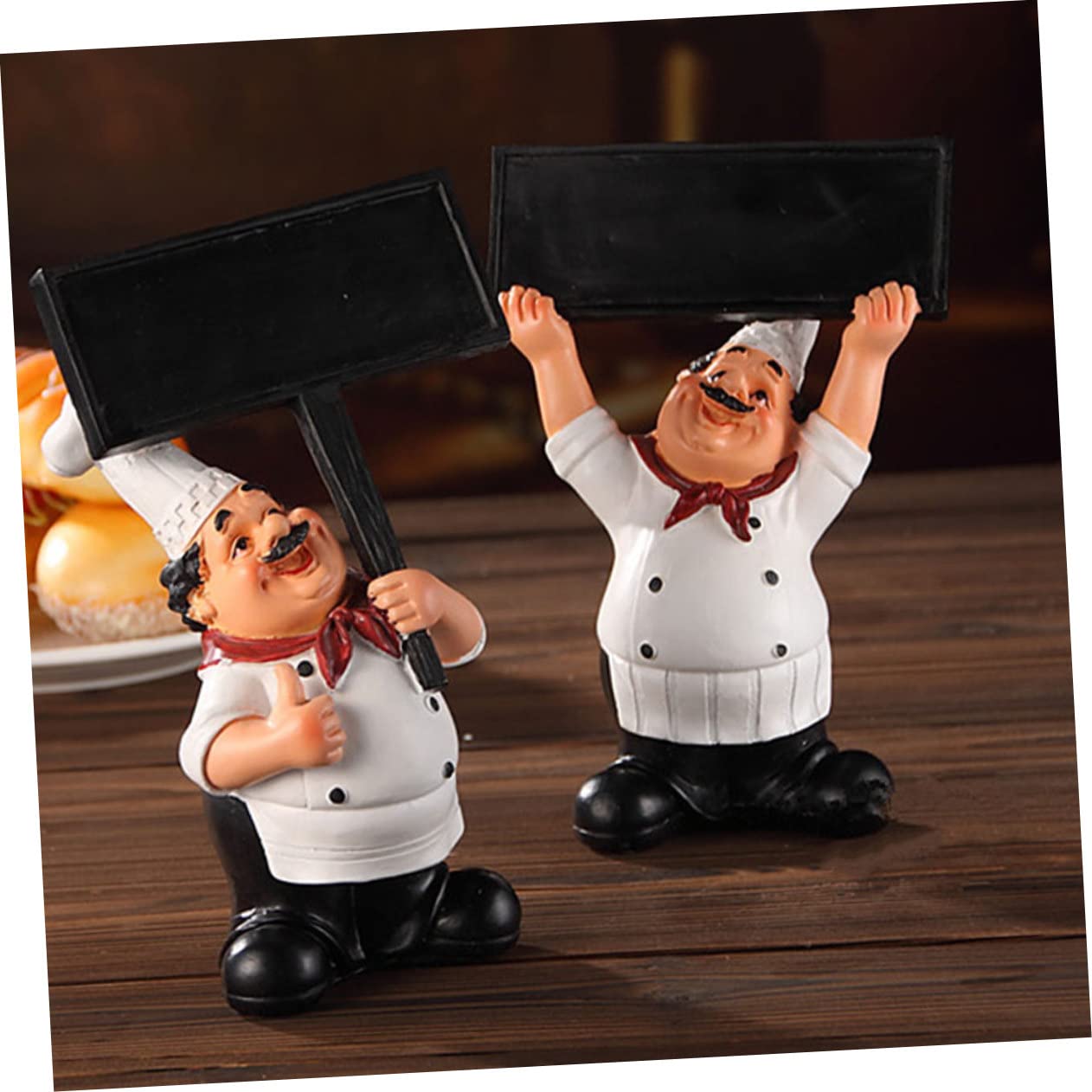 Amazon.co.jp: MUCKLILY 樹脂製シェフ置物 メッセージ黒板とウェルカム