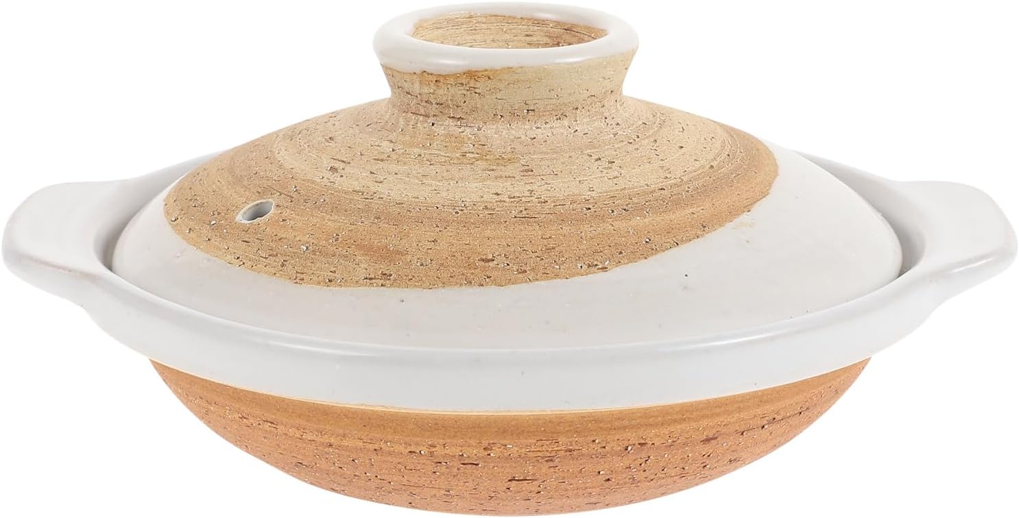 Japanese Donabe Clay Pot 8 Inch Glazed Ceramic Casserole for Rice Cooking All Purpose Donabe for Home Kitchen
