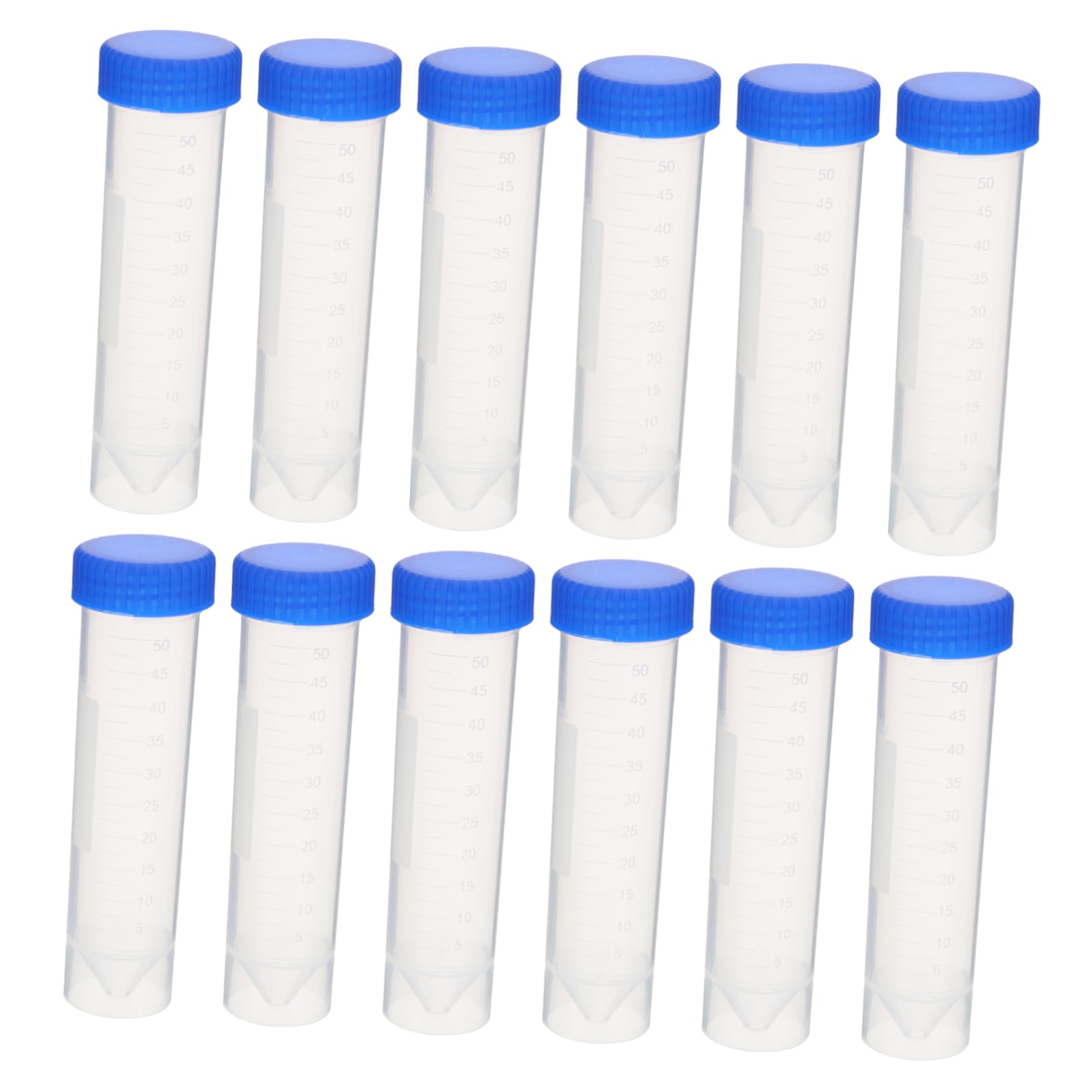 Freistehende Zentrifugenröhrchen 50 Ml Volumen 50 Stück aus Kunststoff Klare Skalierung mit Schraubverschluss Zufällige Farbe für Labor und Biochemie Anwendungen