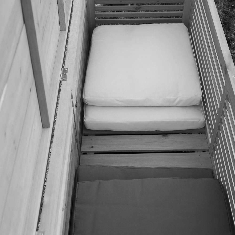 Cassapanca da Giardino Melko 46 x 140 x 52 cm Bianco/Grigio con Coperchio Pieghevole in Legno