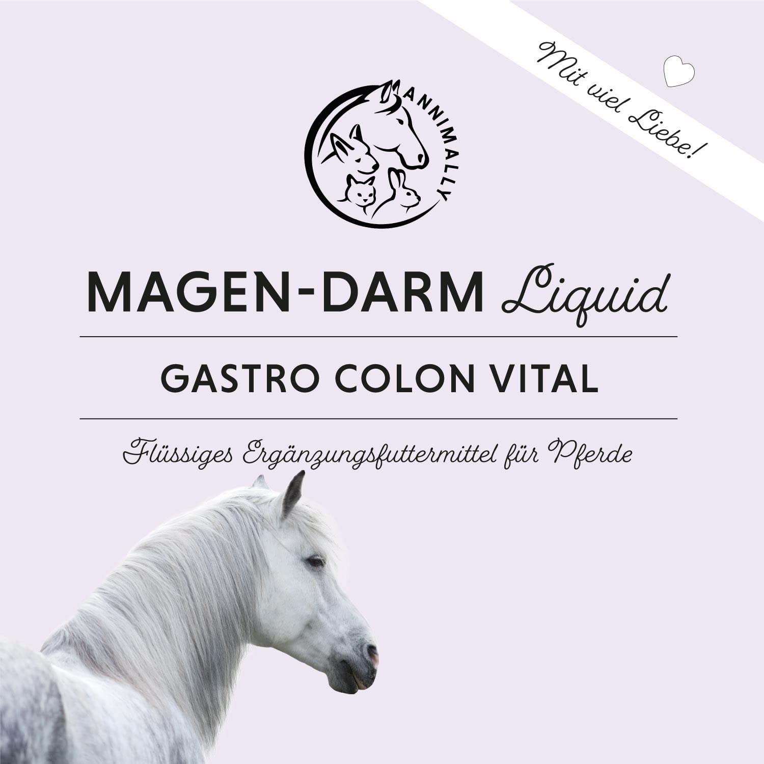 Annimally Magen Darm Liquid Pferd 1000ml - Gastro Colon Vital zur Unterstützung der Verdauung zum Beispiel bei Kotwasser - Natürliche Magen Kräuter für Pferde