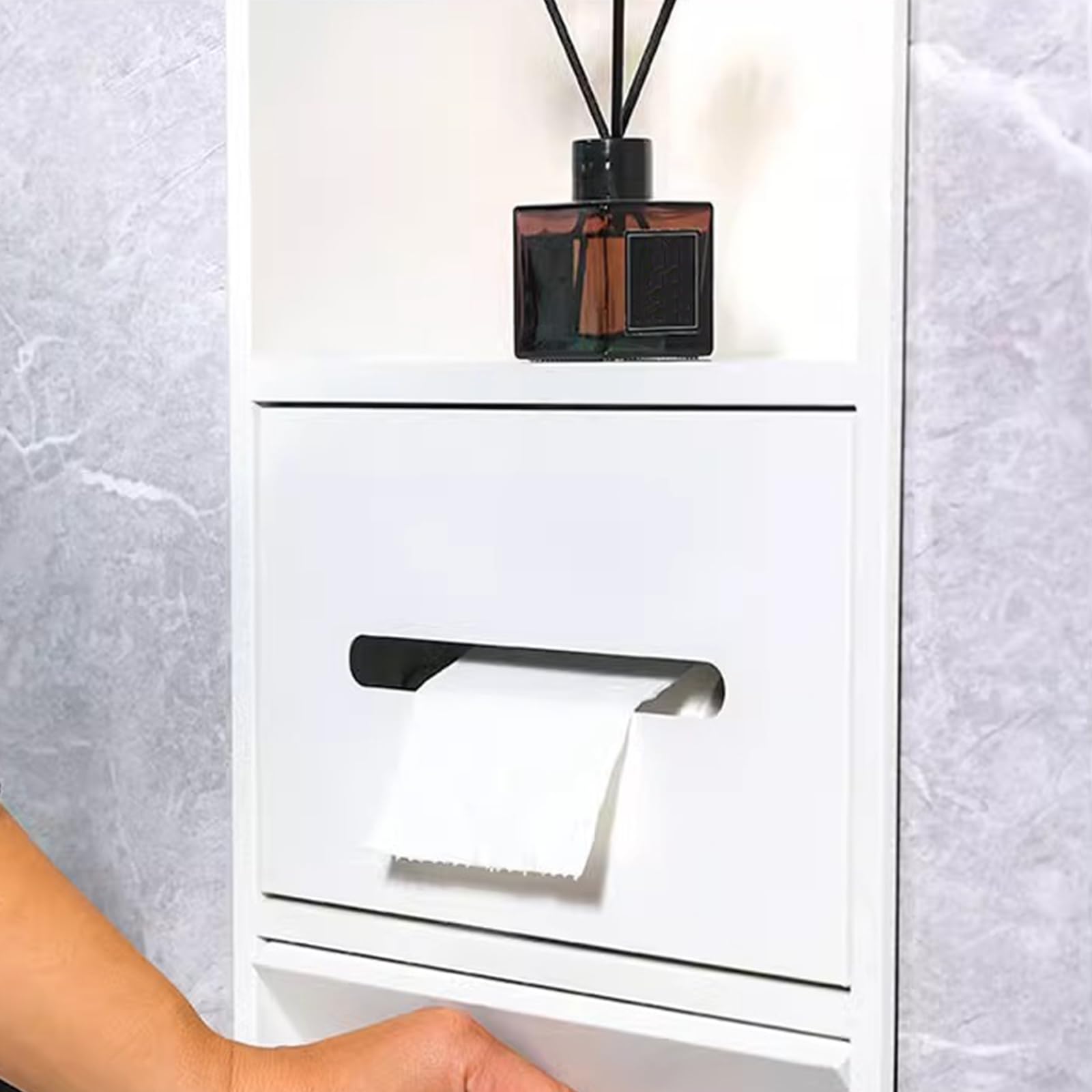 Nicho de Ducha de Acero Inoxidable 30x50x14 cm Blanco con Soporte para Papel Higiénico