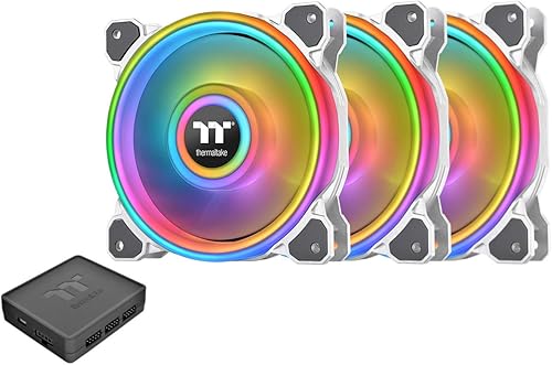 Thermaltake Riing Quad 4.724 in 16.8 millones de colores RGB (Alexa, Razer Chroma) habilitado por software, 4 anillos de luz, 54 LED direccionables,