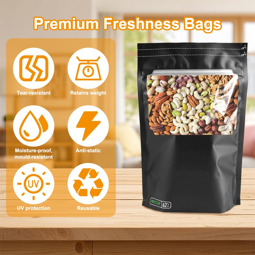 Terploc Grove Bags, 10 sztuk, 30 x 20 cm, worki Mylar, Dry Ferm Bag, wielokrotnego użytku worki nieprzepuszczające zapachów, worki na żywność z kontrolą wilgoci, ochrona przed promieniowaniem UV, na