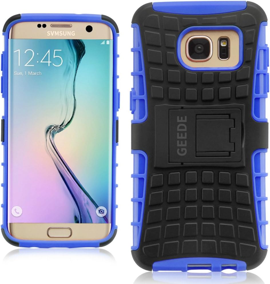 Galaxy s7 Edge Case, GEEDE Slim Fit Shockproof Galaxy s7 Edge Protective Case [Soft TPU Bumper][Hard PC Back] Dual Layer Armor Rubber Cover Case for Samsung Galaxy s7 Edge 5.5 inch (Blue)