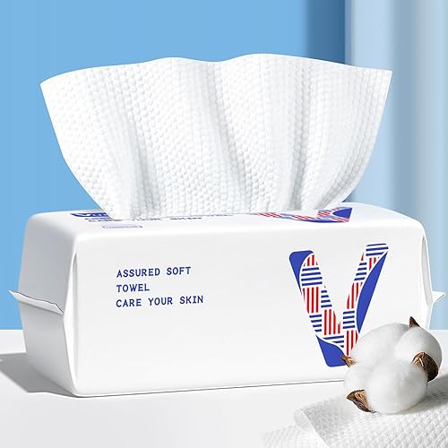 Vuacepe Toalla desechable para limpiar la cara, tejido facial suave biodegradable para pieles sensibles, toallas de limpieza facial sin pelusas,
