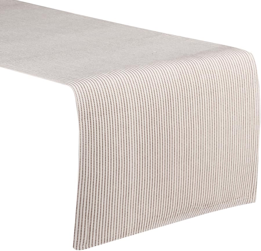 100% Cotton Table Runner Machine Washable Printed Table Cloth Indoor/Outdoor Rustic Style Country Kitchen Dining Room Table Decoration 1.8m (Brown Ticking Stripe)