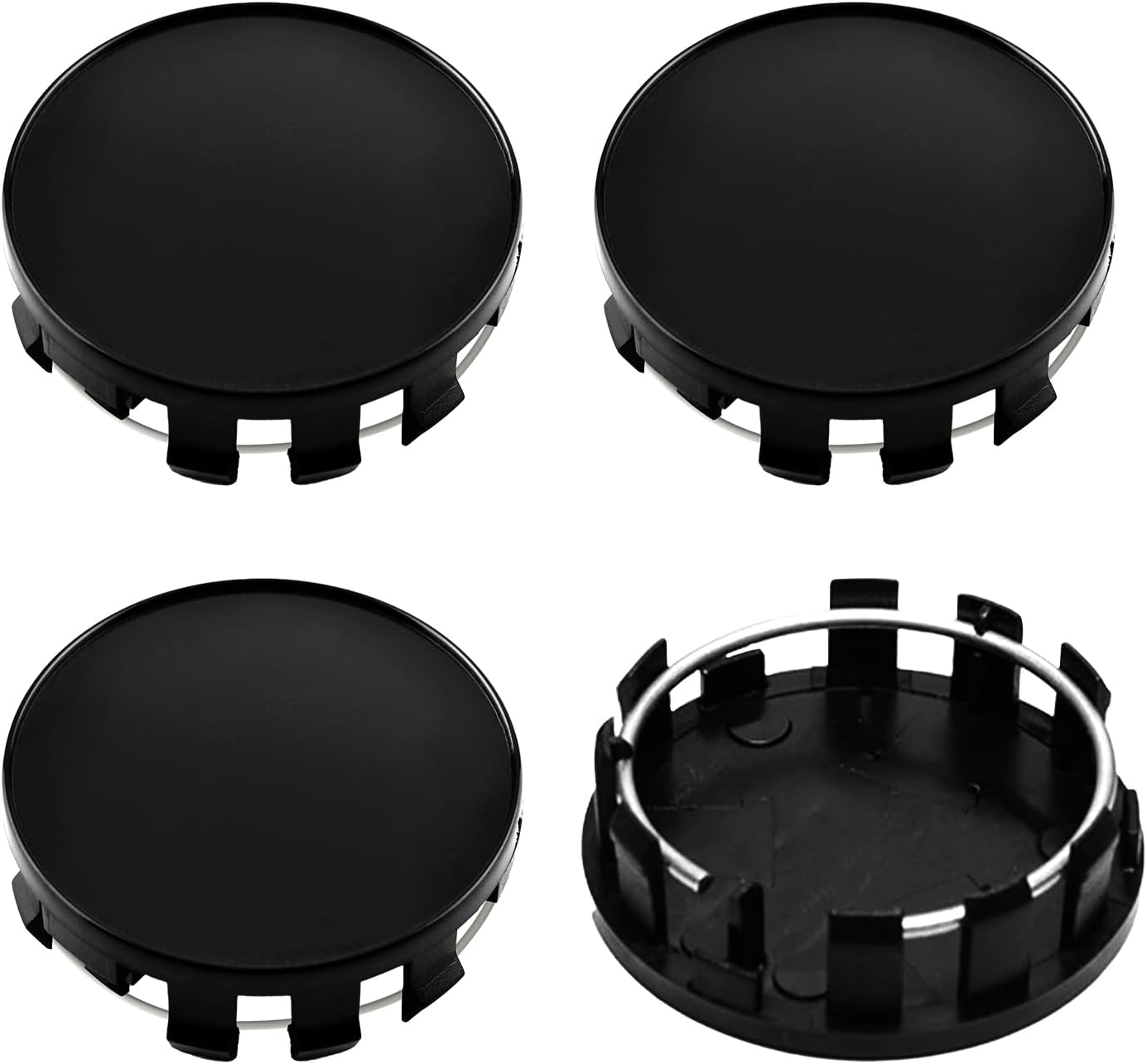 Car Wheel Center Caps, 54mm Outer Diameter, 50mm Inner Diameter, Snap-in Universal Plastic Hub Covers, Universal Rim Hub Caps Accessories (4PCS Gloss Black)
