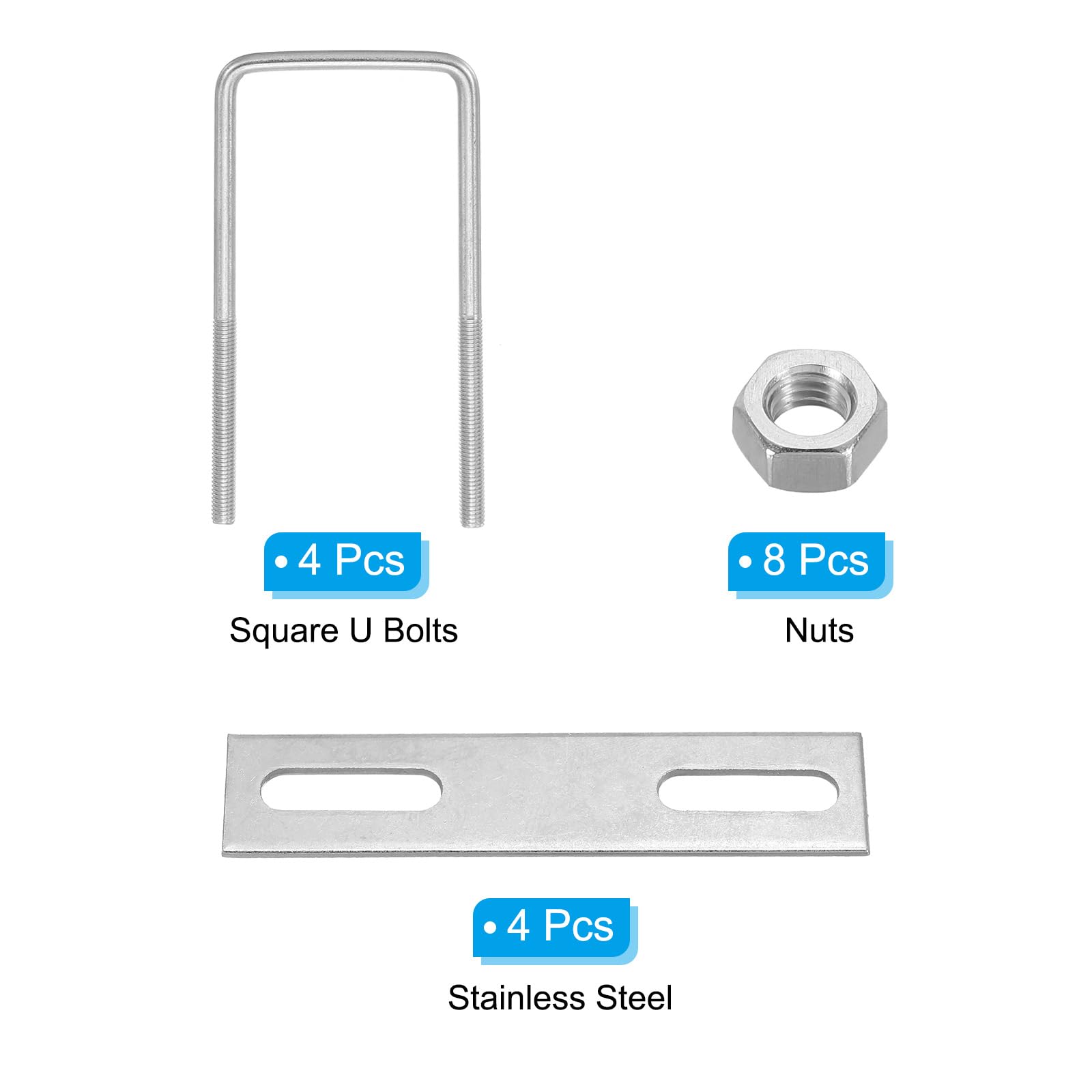 PATIKIL M6x50x120mm Square U-Bolts Kit - Image 3