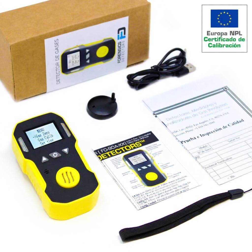 Detector de Gas Estireno (C8H8) | Certificado de Calibración EU | Recarga USB | Alarmas Sonoras, Luminosas y por Vibración | 0–100 ppm C8H8