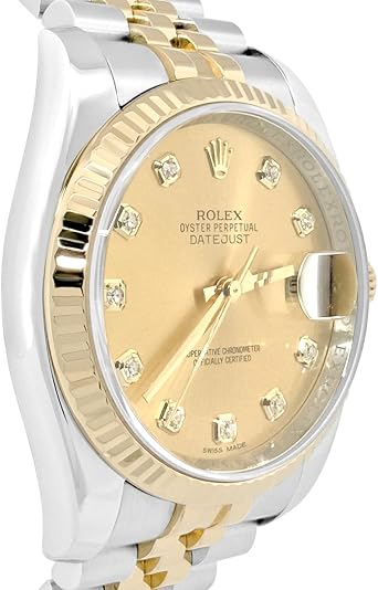 ساعة Datejust 116233G مستعملة، أوتوماتيكية، مصنوعة من الفولاذ والذهب الأصفر، مقاس 36
