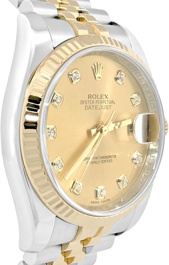 ساعة Datejust 116233G مستعملة، أوتوماتيكية، مصنوعة من الفولاذ والذهب الأصفر، مقاس 36