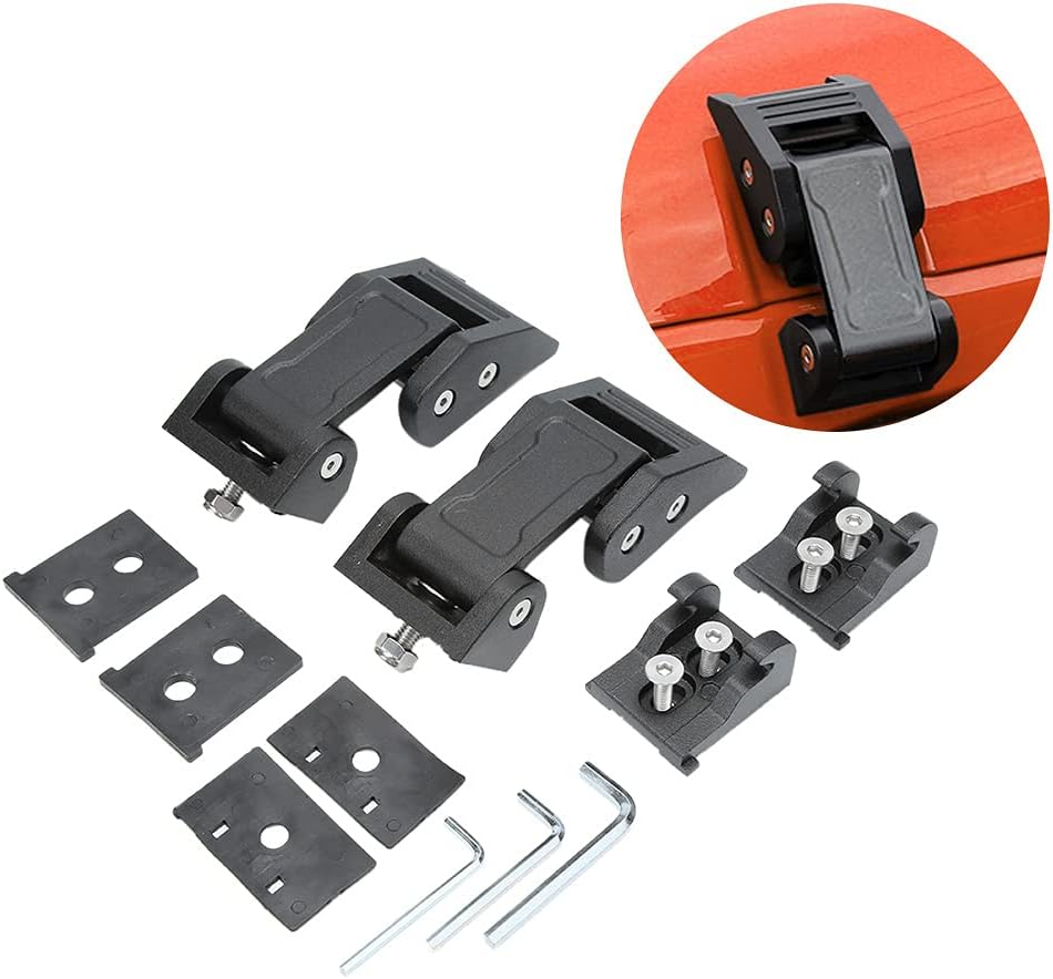 Hood Latch Locking Catch Buckle Premium Aluminum Alloy Stainless Steel Black Replacement Accessory Fits JK 2007 2017 2 Doors 4 Doors