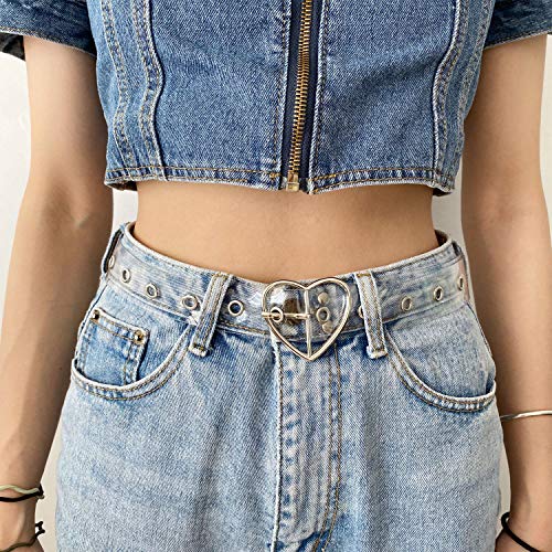 Heart Buckle Clear PVC Belt Fashion for Women and Girls3