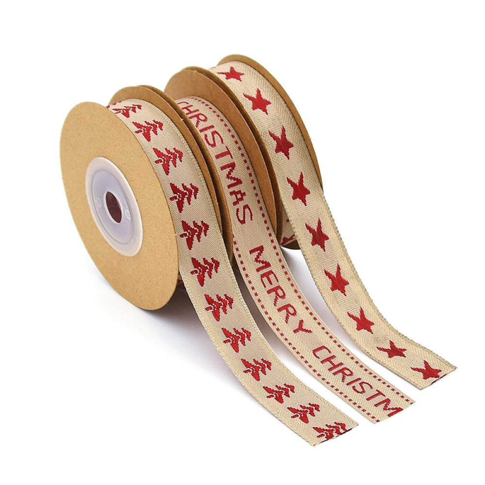Ribbons For Gift Wrapping Ribbon For Fabric Satin Ribbons Boże Narodzenie Drukuj Bawełniany Wstążka Wstążka Prezent Opakowania Diy Akcesoria Logo Jacquard 15Mm 5Yards / Roll-3S