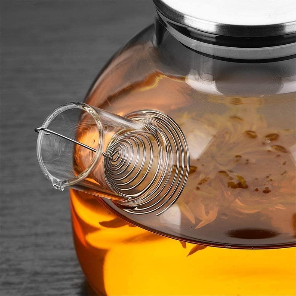 Tetera de 1000ml, teteras de Vidrio, Tetera Resistente al Calor, Jarra de Agua fría con Tapa de Acero Inoxidable, contenedor de Jugo Transparente de té Kung Fu 1yess