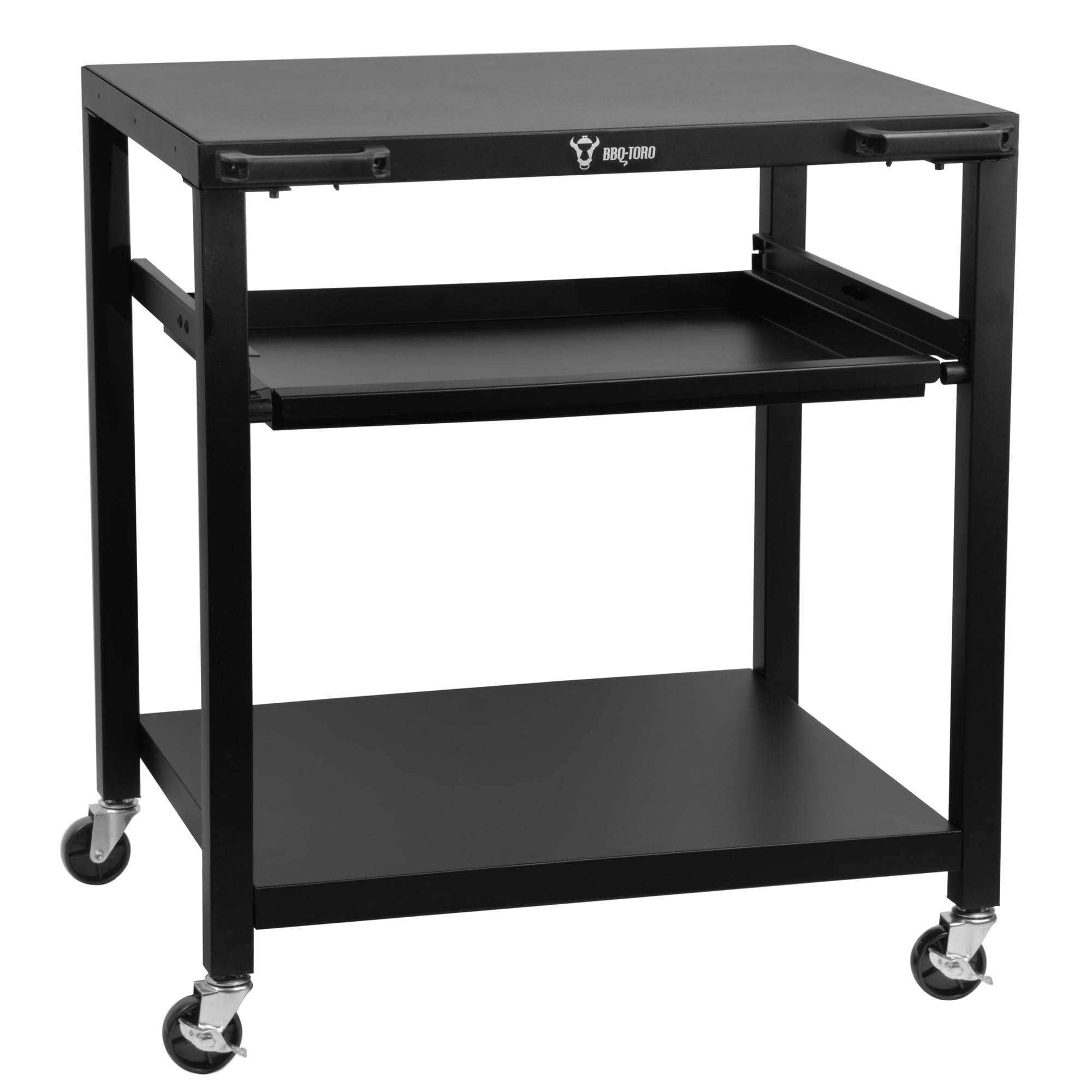 BBQ-Toro Carro de barbacoa de 80 x 65,5 x 86,5 cm, color negro, mesa de barbacoa con gran superficie de trabajo, mesa auxiliar para barbacoa, carrito para exteriores, mesa de barbacoa para exteriores