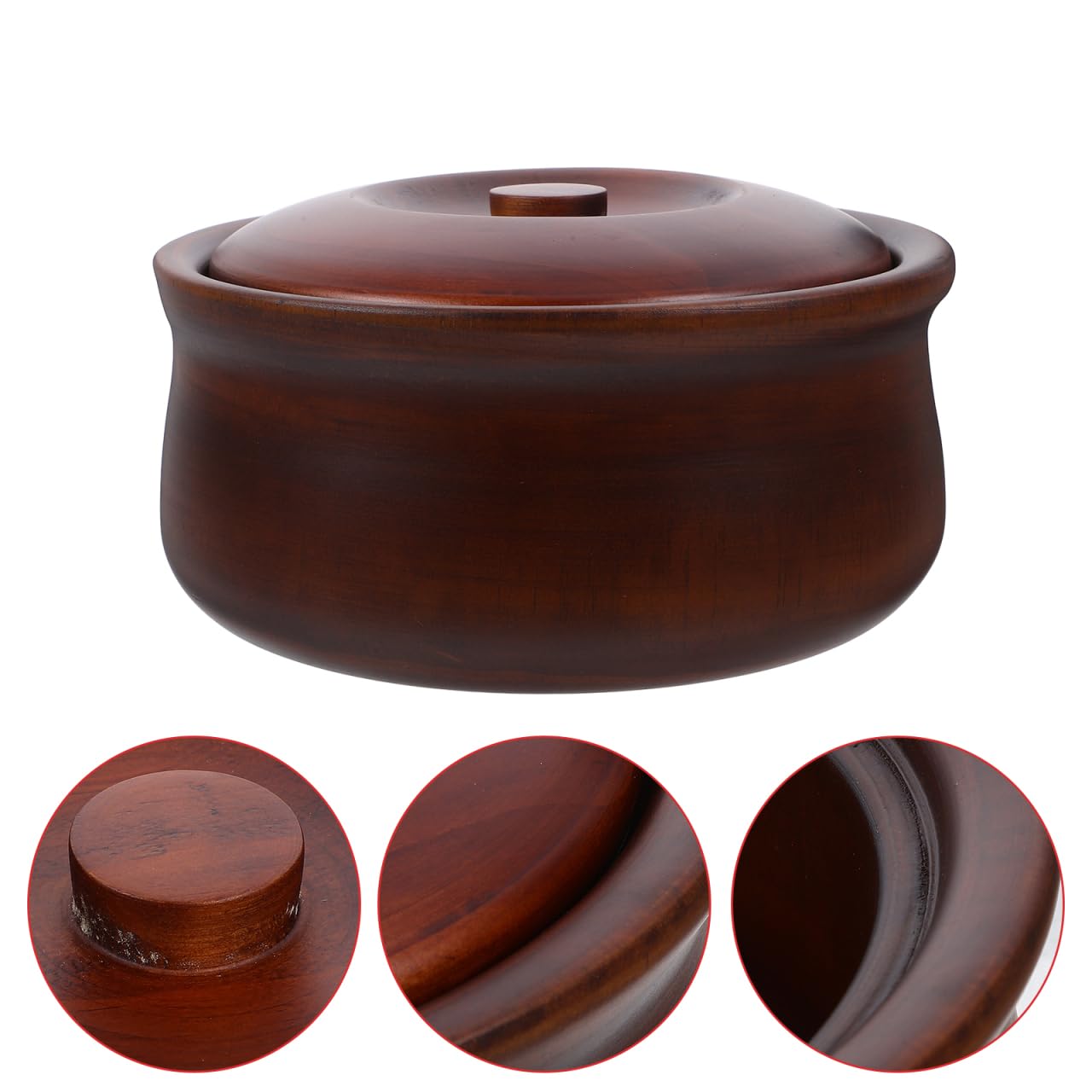 Saladier en bois massif avec couvercle pour fruits, riz, nouilles et soupe, bords lisses, facile à 0,20,3 x 17 x 7,49 cm pour la maison, la cuisine, la salle à manger