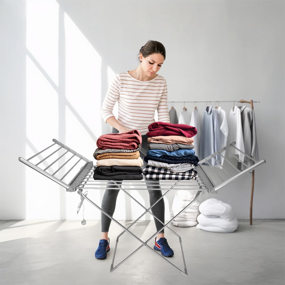 Alivio Electric Heated Clothes Dryer Folding Energy-Efficient Indoor Airer  Wet Laundry Drying Rack Holds Upto 10kg