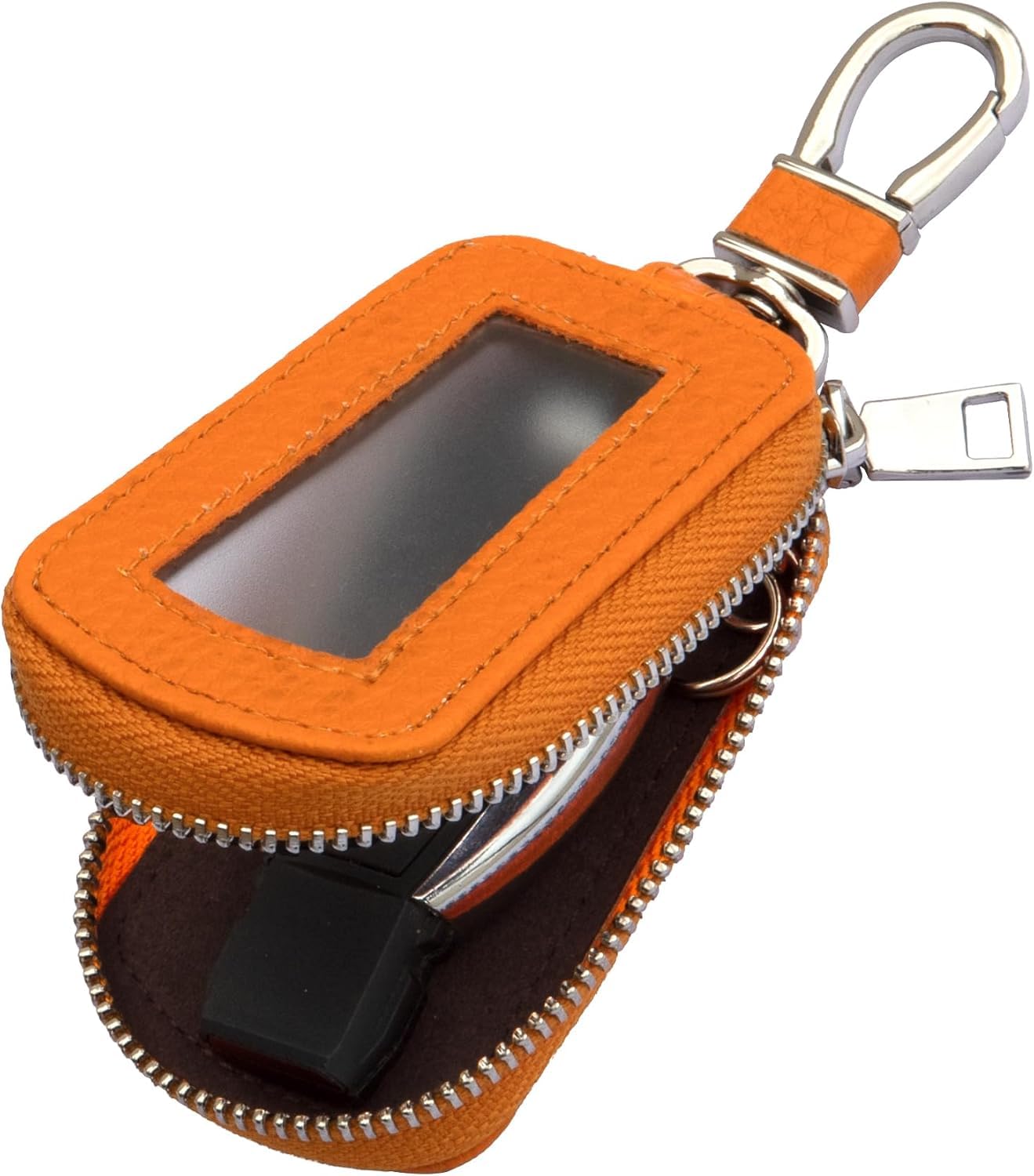 YUNWDFCA Car Key Holder With Zipper Protection For Acura TSX I (CL9) 2003 2004 2005 2006 2007 2008 Sedan, Leather Key Fob Case Water Proof Car Remote Control Protective Case,Orange