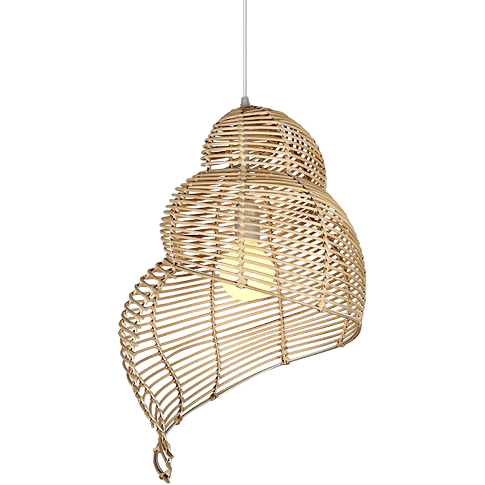 HYJAUSXB Rattan Pendant Light Fixtures, Handwoven Conch Chandelier Ceiling Lighting, Farmhouse Coastal Hanging Lamp Lampshade for Kitchen Island Dining Room Bar Foyer Hallway(12inch, Natural)