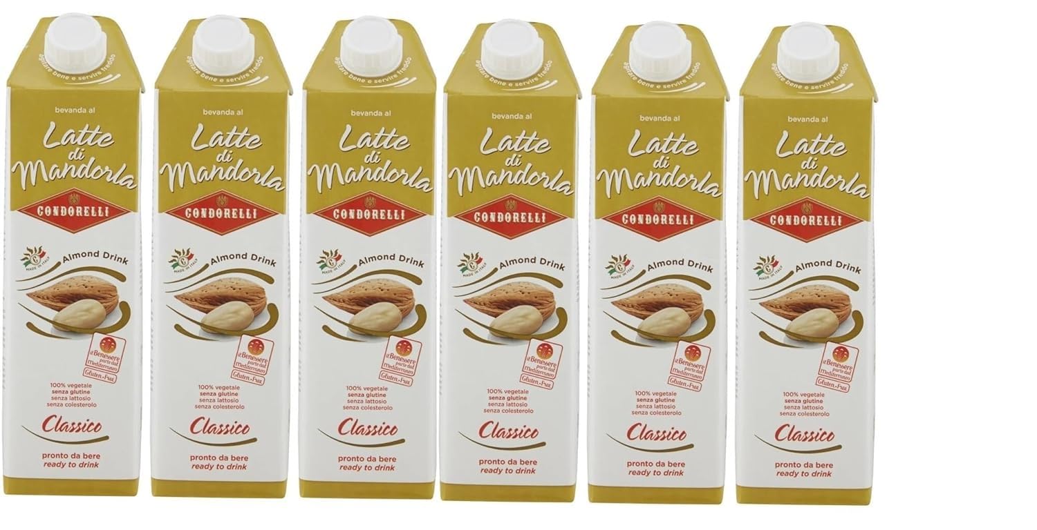 Condorelli Almond Drink Classico 6x1 L pflanzlicher Mandeldrink glutenfrei laktosefrei italienisches Rezept