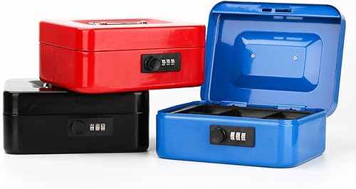Miniatura 7 de Decaller Caja de dinero con cerradura de combinación, caja de seguridad de metal pequeña con bandeja de dinero, 7 45 x 6 45 x 3 35 pulgadas, color