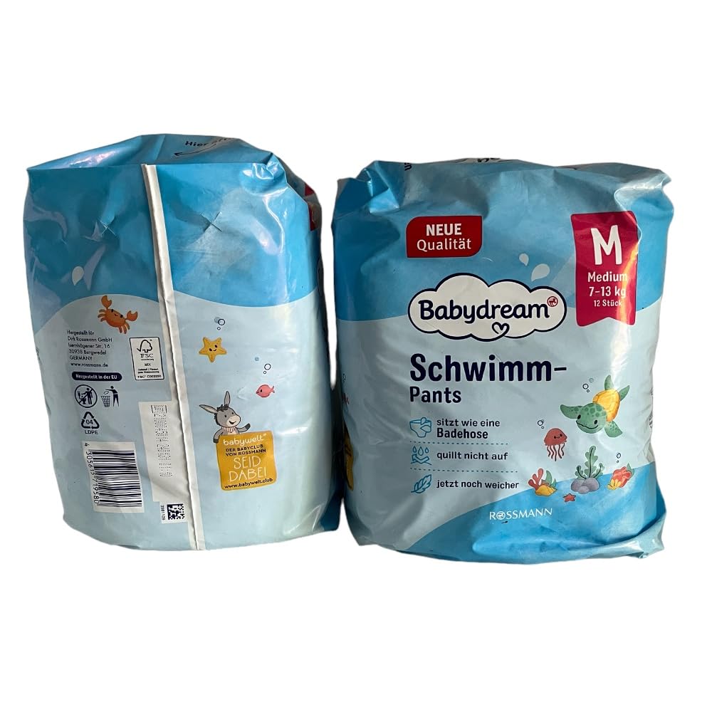 Babydream Schwimmwindel Schwimm-Pants Größe M, 24 Stück (2x12 Stück), 7-13kg