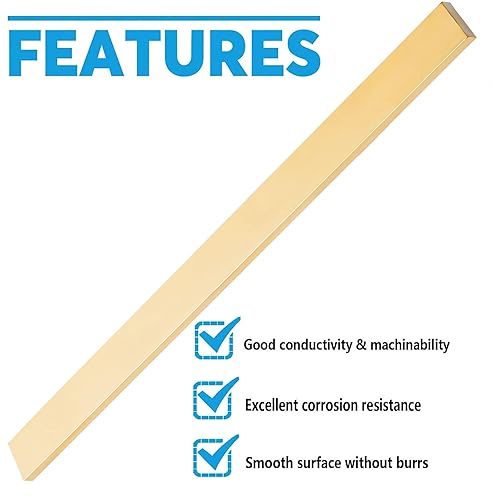 Miniatura 2 de Barra plana de latón, 14 "x 1" C360 Barra plana de latón C360, stock de molino de placa sólida