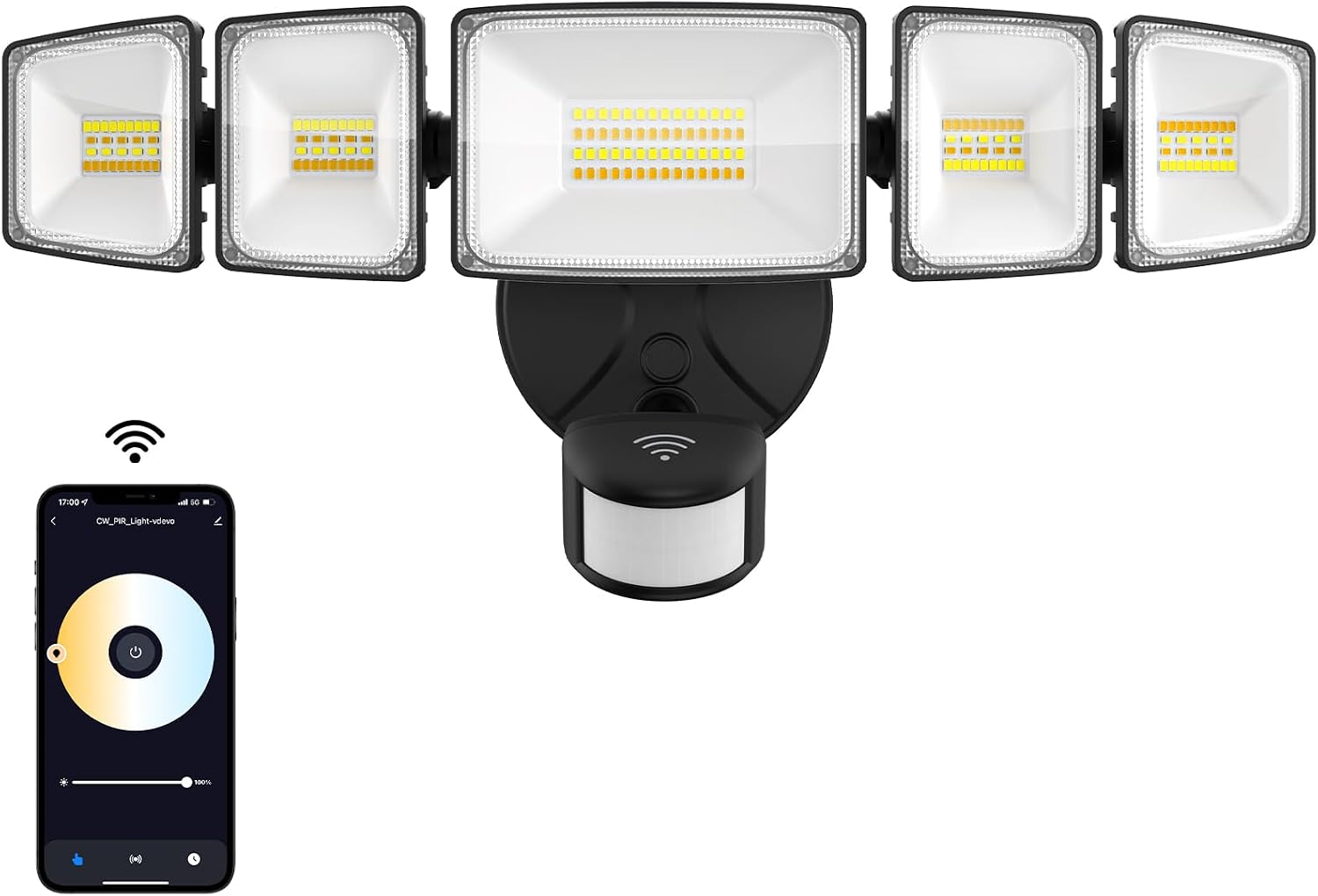 Onforu 5 Heads 55W Smart LED Security Lights Motion Sensor Outdoor ...