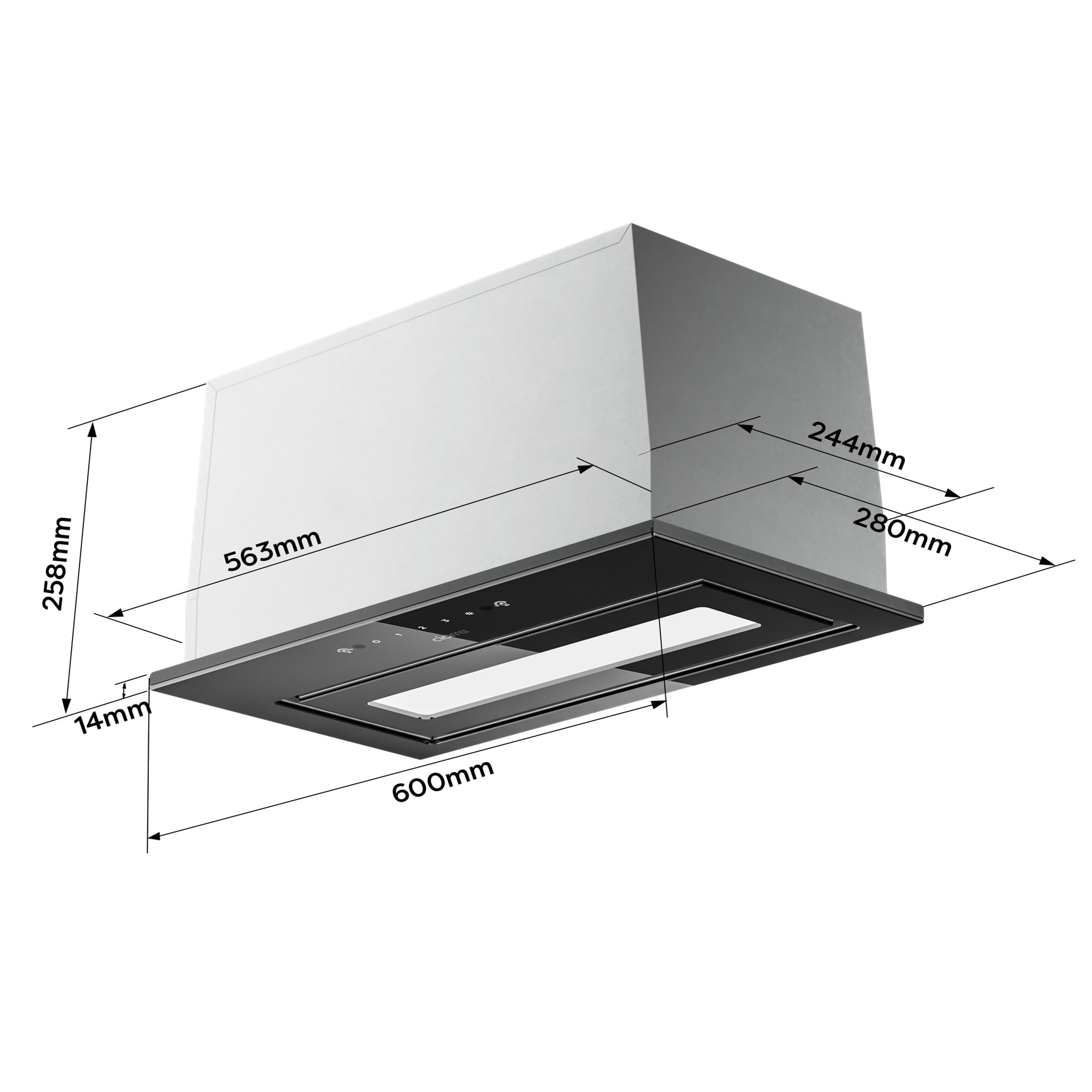 CIARRA CBCB6931B Cappa Aspirante Incasso 60cm Classe A- 460m³/h - 3 Velocità - Doppia Modalità -Controllo Gestuale-Facile Installazione-Con Carbone Attivo CBCF055 - Acciaio Inox Nero