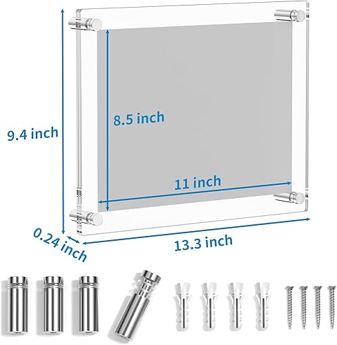 Miniatura 10 de AITEE Paquete de 2 marcos de fotos acrílicos de 11 x 14 pulgadas, marcos de fotos transparentes para pared, modernos marcos de fotos sin marco,