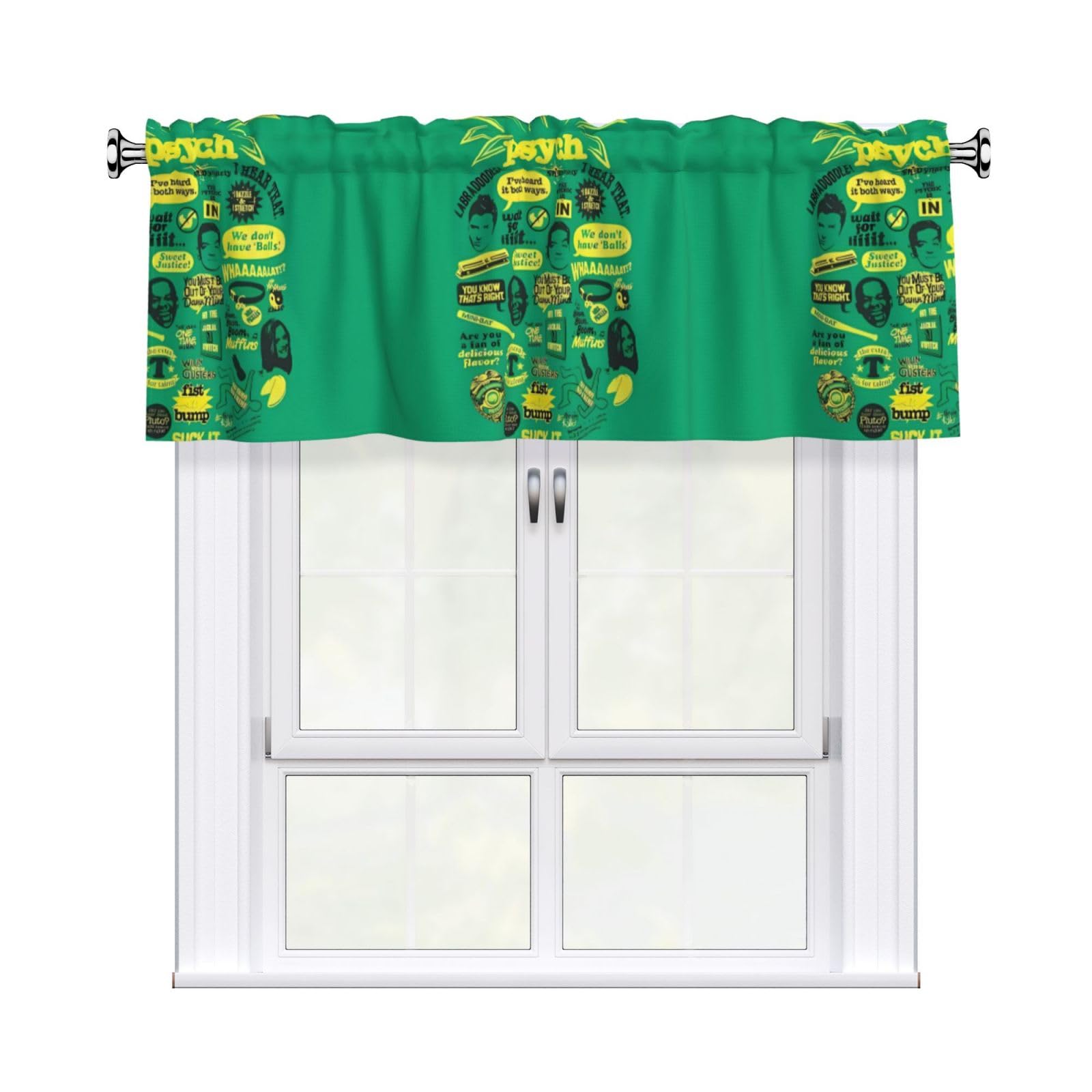 WHJSHOP Psych pineapple quote Prints Curtain Valance 54x18in - Peach Skin Kitchen Window Layer, Filtered Light & Quick-Install Rod Pocket Cover