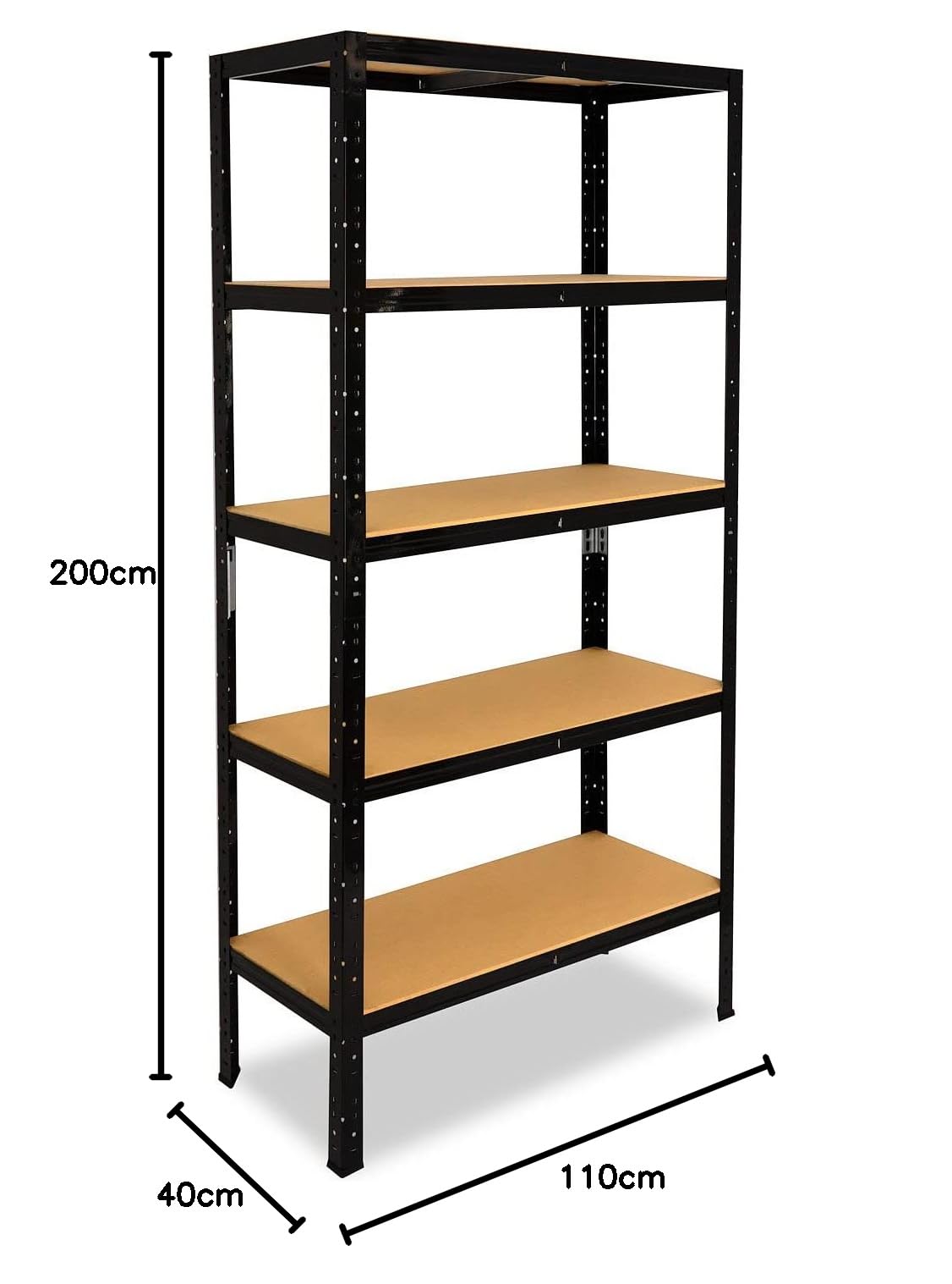 shelfplaza® 200x110x40cm Black Schwerlastregal schwarz/Metallregal schwarz 5 Böden à 175kg Tragkraft/Lagerregal schwarz Regal Keller Haushaltsregal schwarz/Metall Regal schwarz Metall stehend