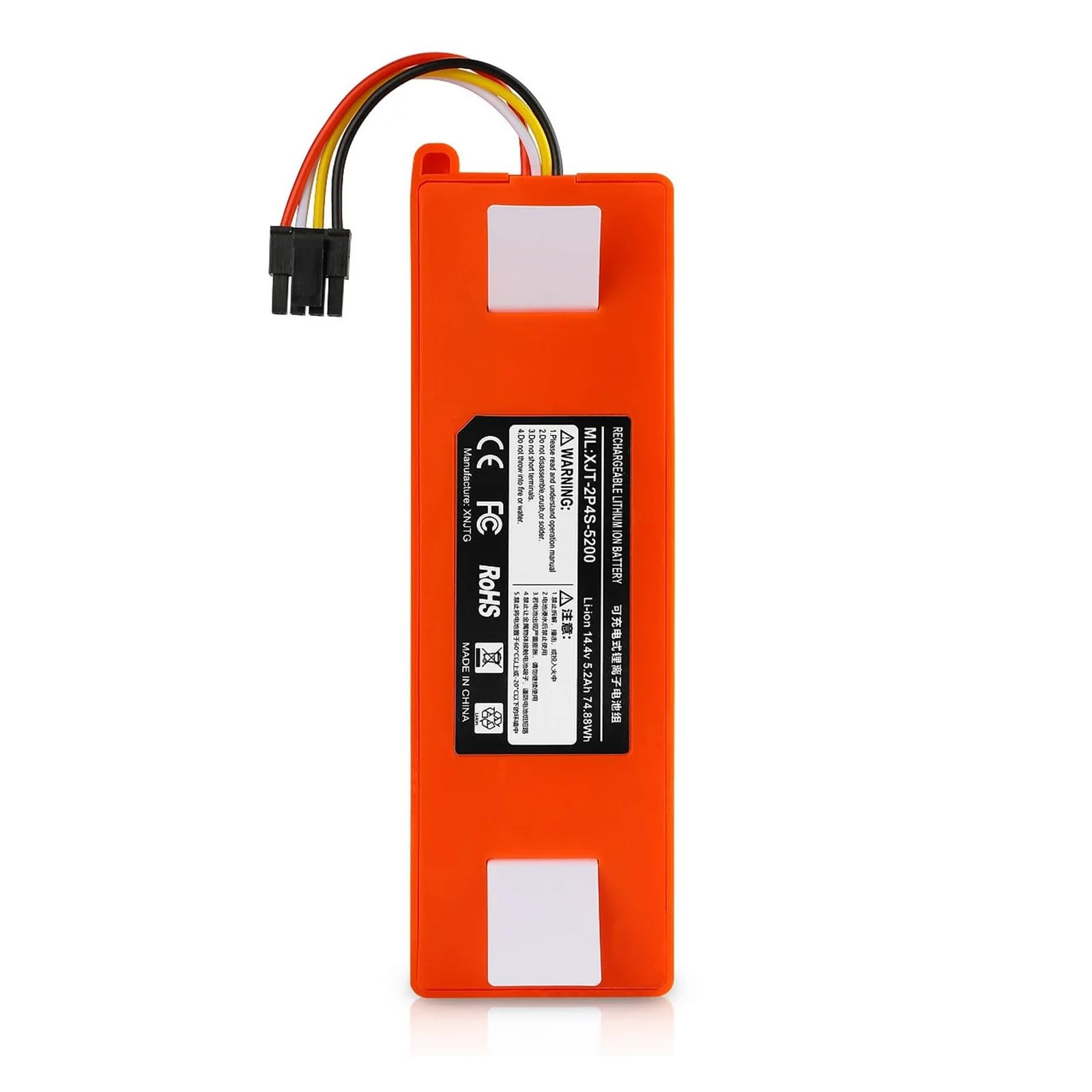 Batteria di ricambio for aspirapolvere robot da 14,4 V e 6500 mAh, compatibile con Roborock C1 E2 E3 E4 E5 S4 S5 MAX S6 Pure.(5200mAh)