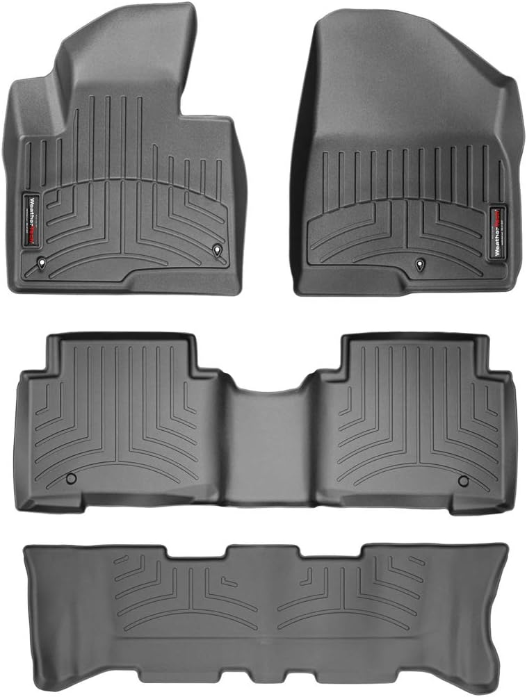 WeatherTech Custom Fit FloorLiners for Hyundai Santa Fe XL, Santa Fe, Full Set (44440-1-3-4), Black