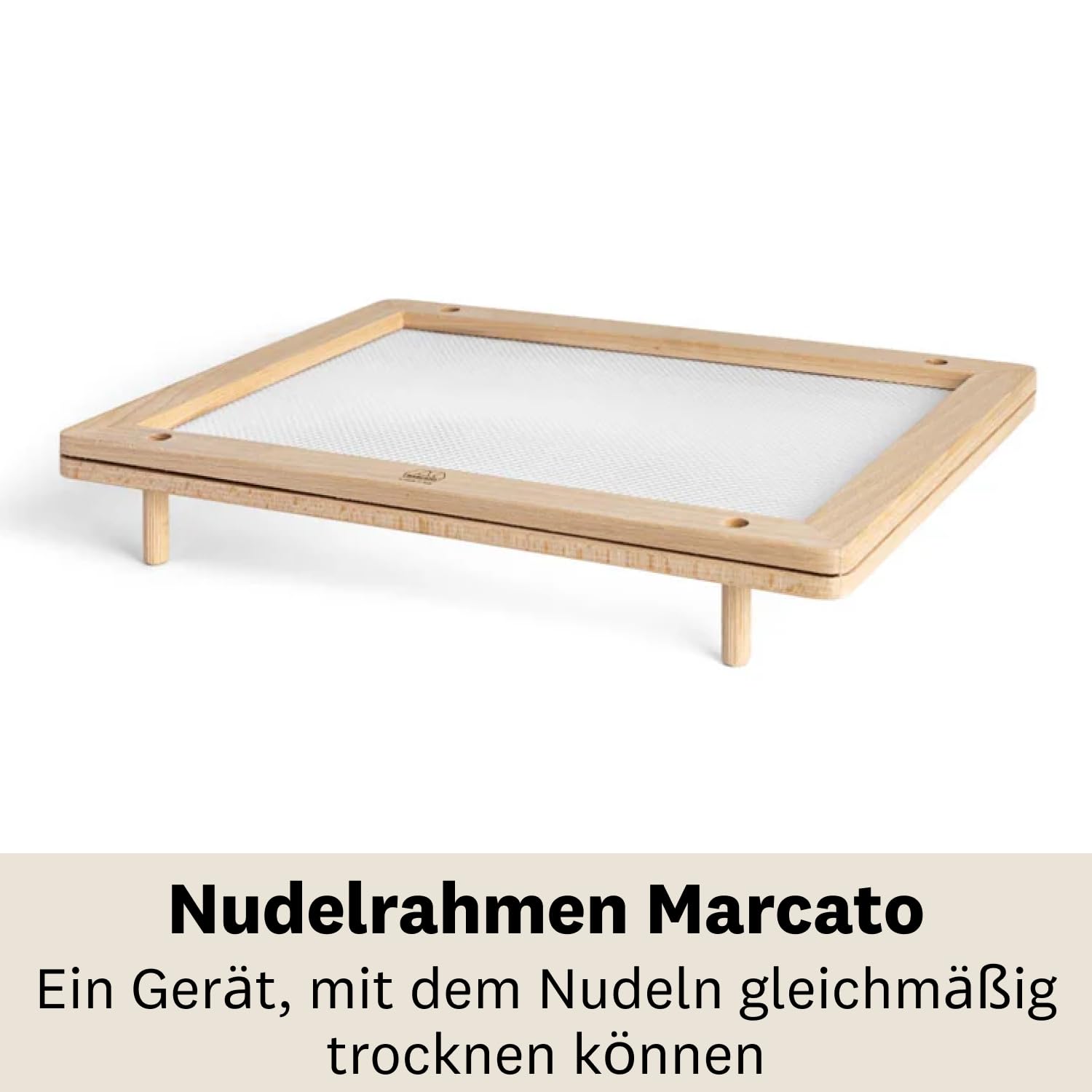 Marcato Nudeltrockner aus Holz mit Lebensmittelnetz, 44 x 32 x 8 cm, kompakt, stapelbar, hergestellt in Italien für gleichmäßiges Trocknen von Pasta
