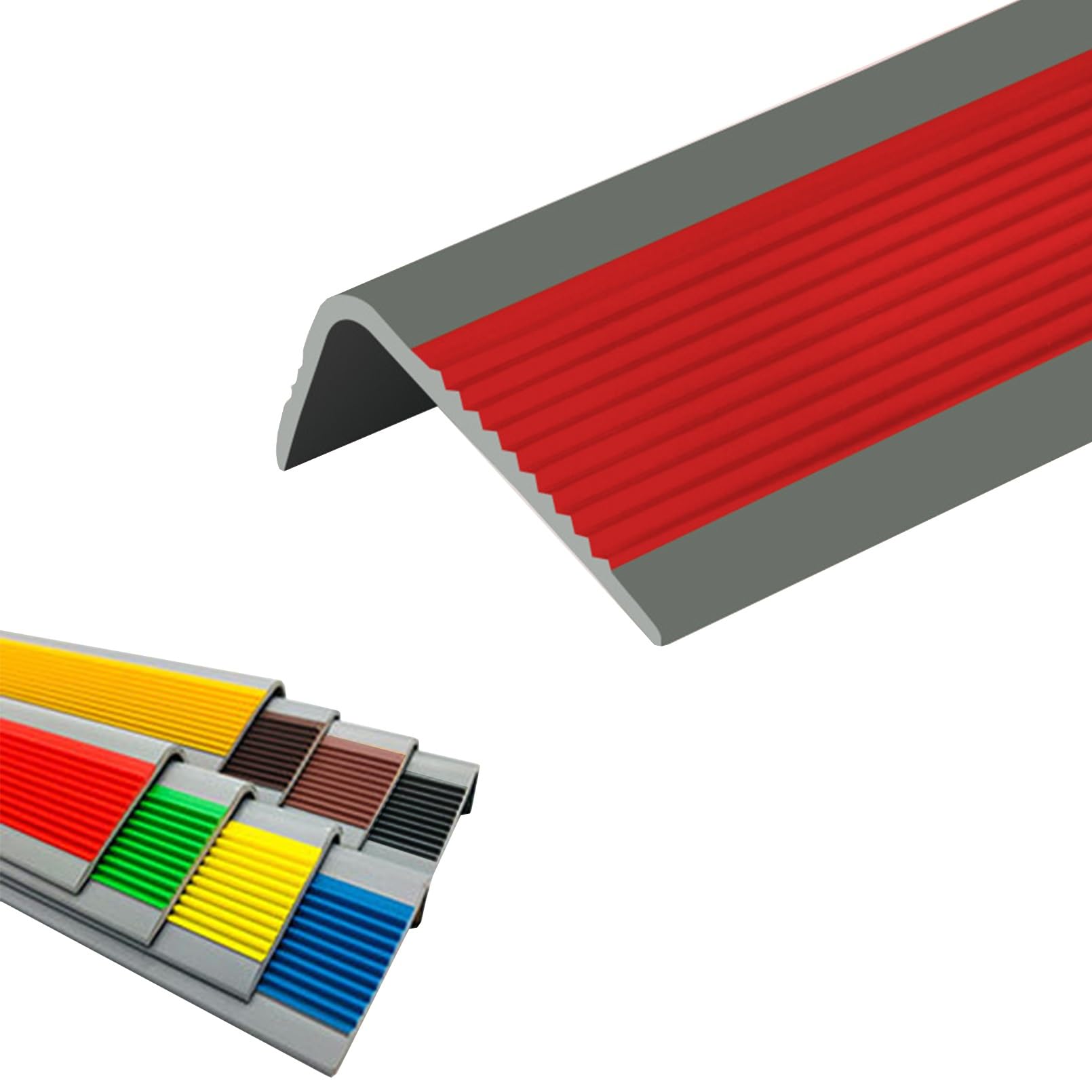 Perfil de PVC Autoadhesivo de Borde Para Escaleras, Tiras Antideslizantes Para Peldaños, Para Escalones de Escaleras Y Borde de Piscina, Perfil d Borde de Escalera Autoadhesivo(Grayish red,3m/118in)