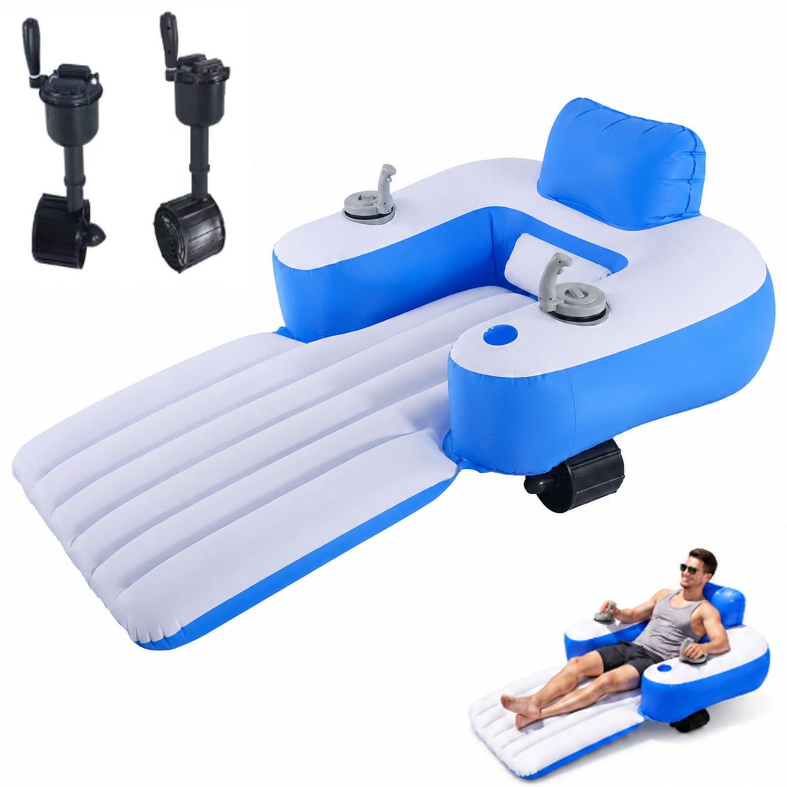 ErShangMao Motorized Pool Float,Electric Inflatable Pool Lounger with 50W 360 Degree Drive,2600mAh Battery, Cup Holder,Support Backrest, River Run Tube for Lakes, Calm Rivers and Sunny Water Days