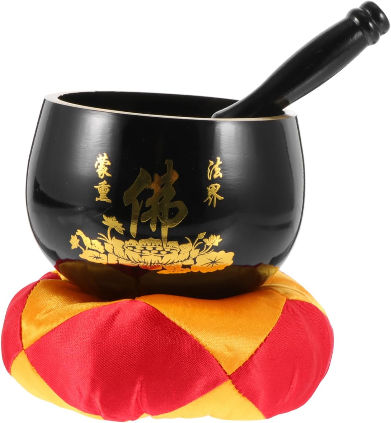 Handcrafted Buddha Sound Singing Bowl Black Meditation Practice Bowl for Stress Relief and Relaxation