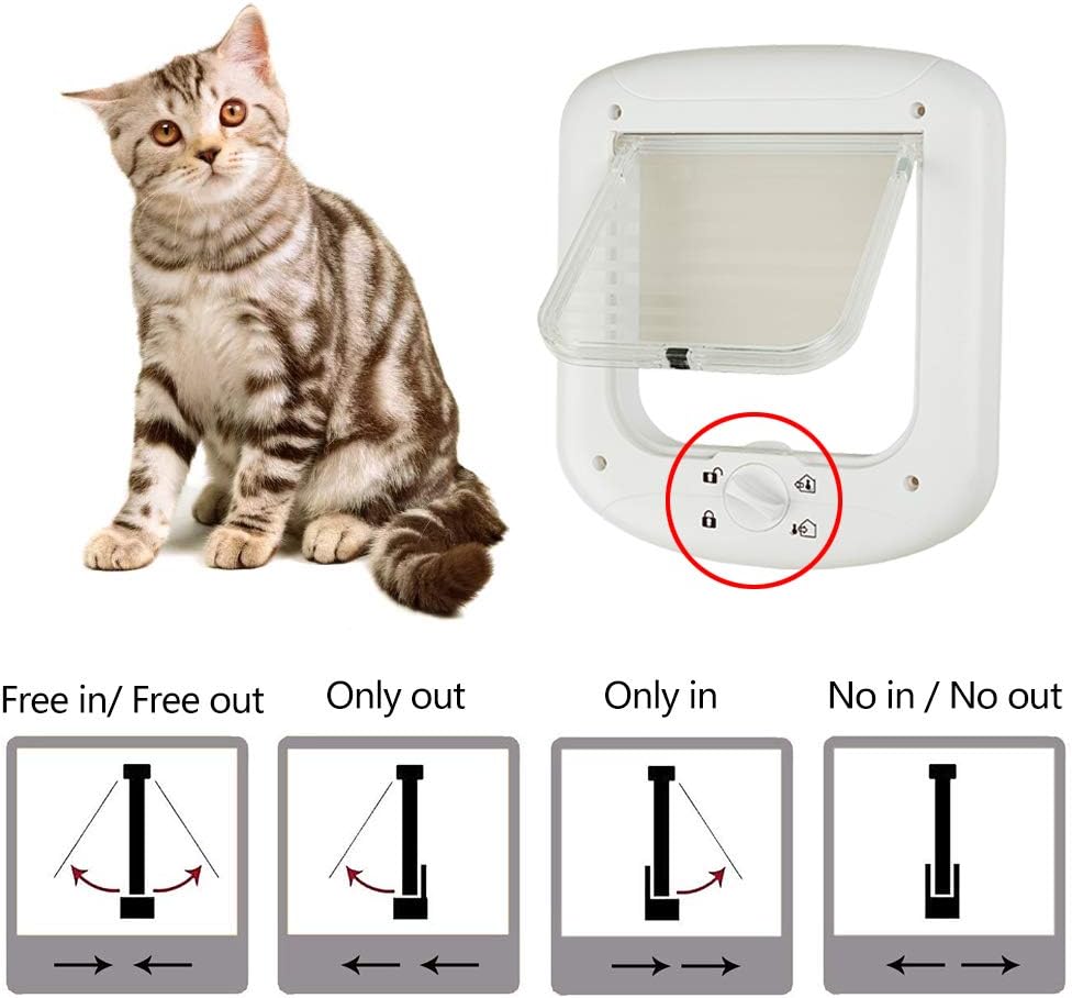 PAWISE Cat Door,Cat and Dog Doors for Interior Exterior Door,4 Way