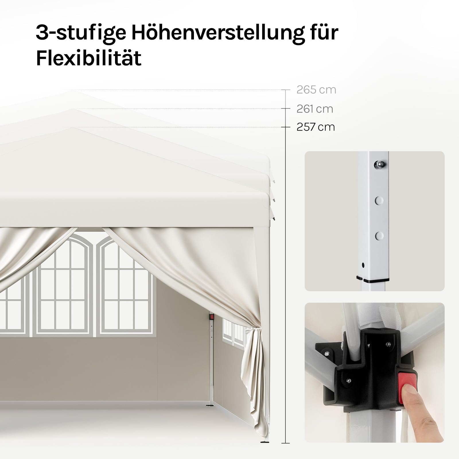 WOLTU Pavillon, mit 6 Seitenwänden, Faltpavillon 3x6 Pop Up, höhenverstellbarer wetterfest, mit Tragetasche UV-Schutz, für Outdoor Party Garten Camping, Beige