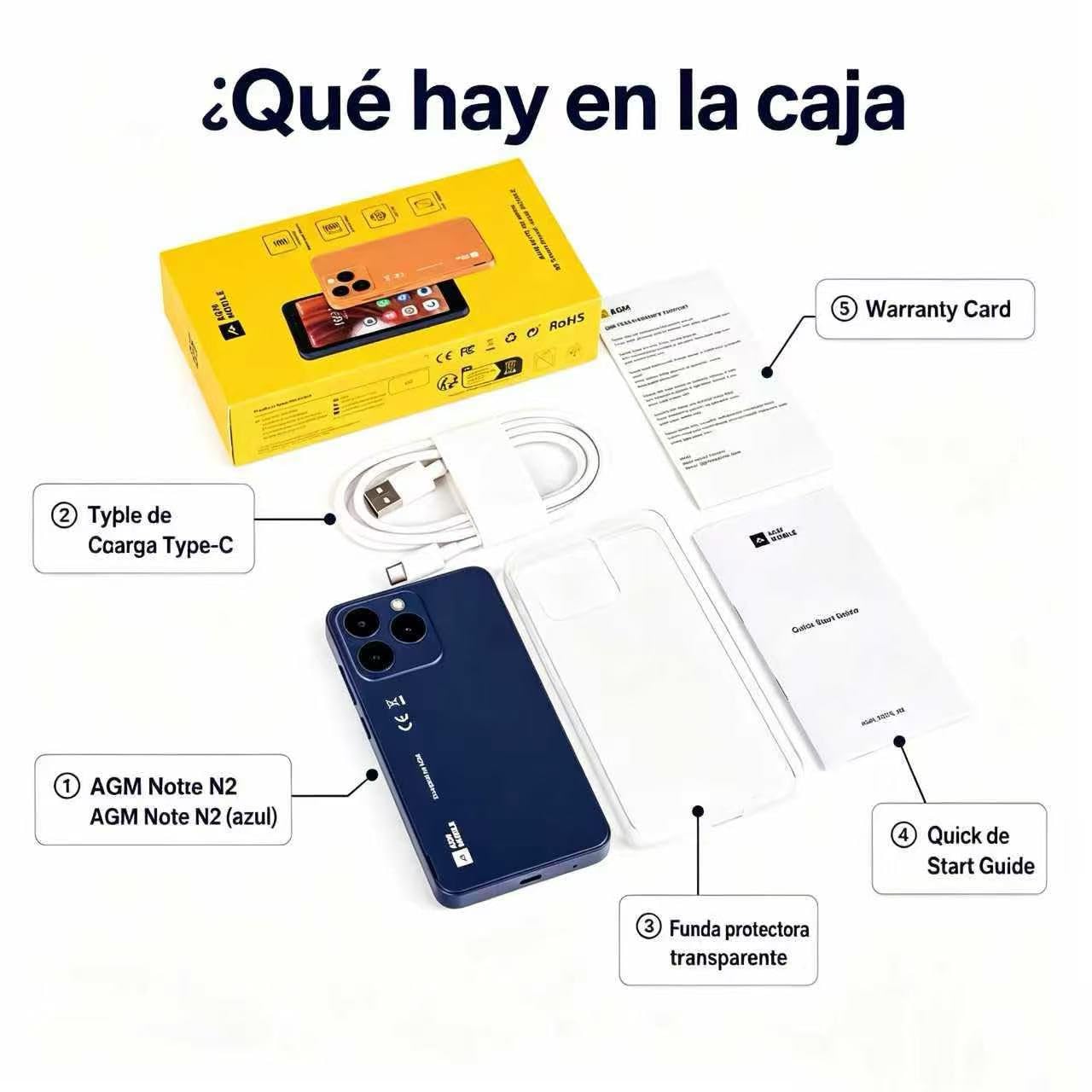 AGM Note N2 Smartphone Android 16 GO, Mini Teléfono | 4,96 Pulgadas, Batería 3000 mAh, 3GB+32GB, Carcasa Ultradelgada para Móvil para Estudiantes, 4G Dual SIM/5MP/IP54/GPS/Azul