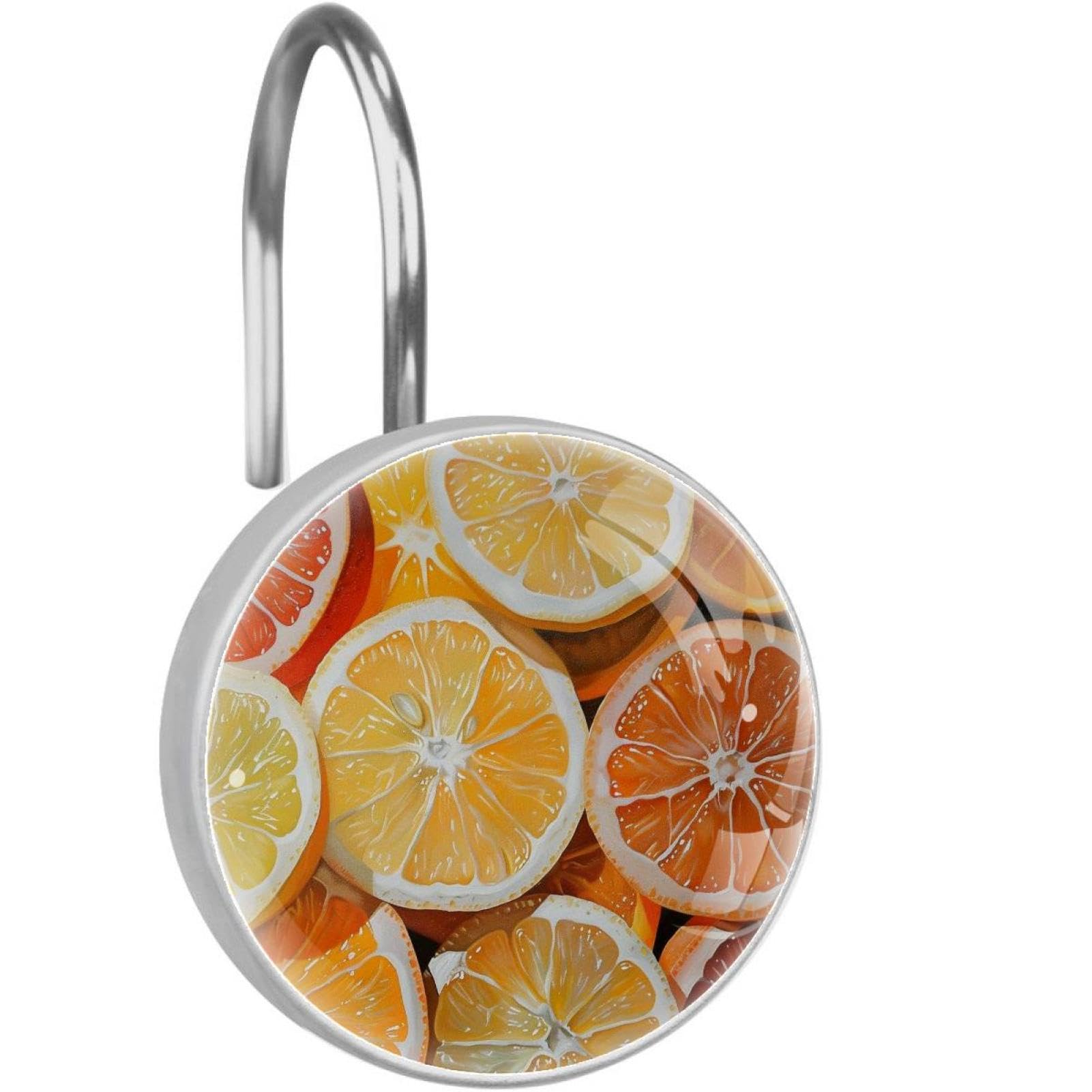 Crochets pour rideau de douche en inox ambiance estivale agrumes